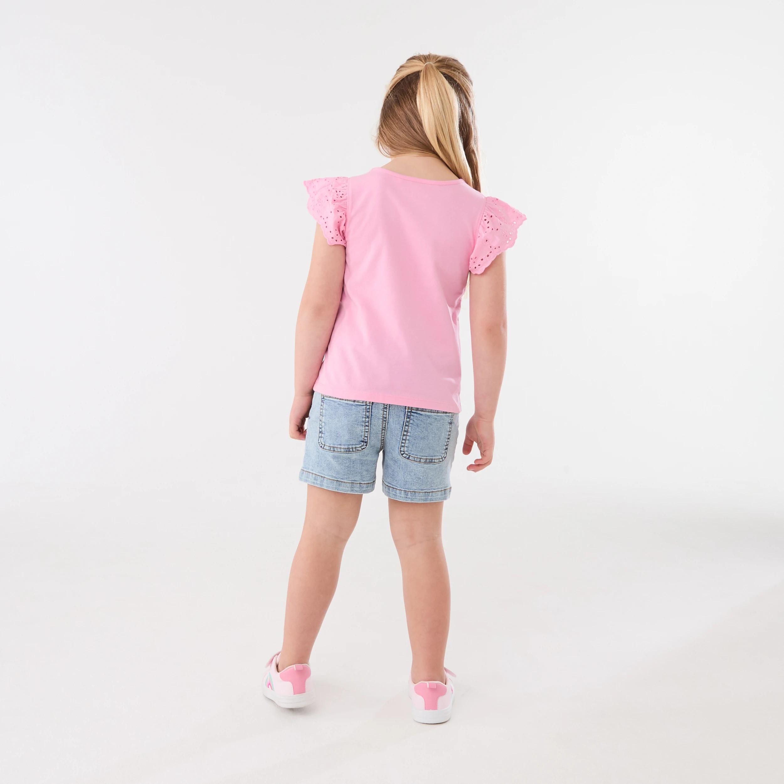 6 Broderie Frill Sleeve T-shirt Bubble Pnk, 6 of 6