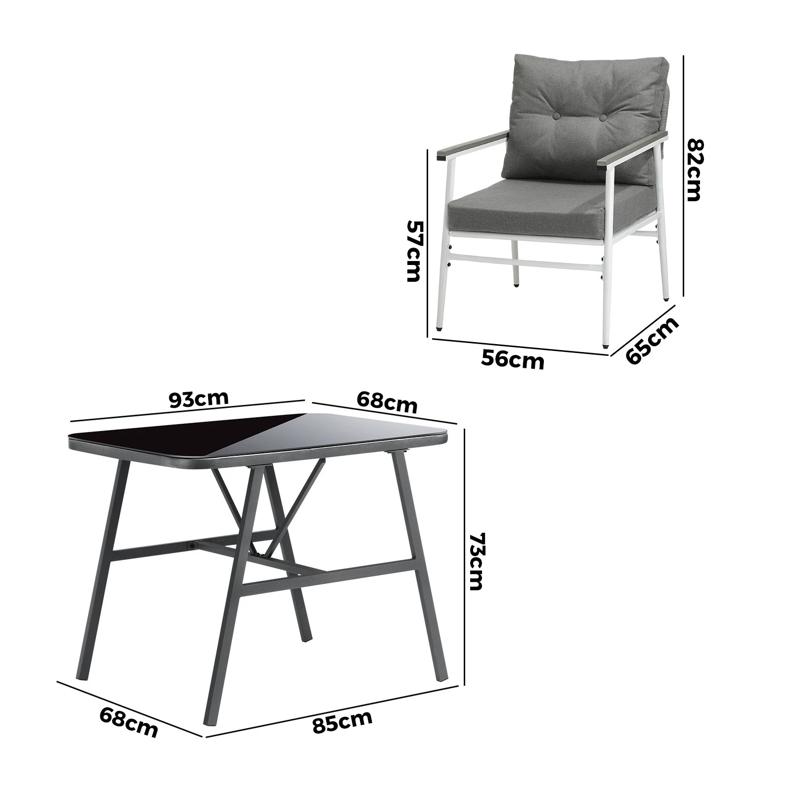 2 Livsip Outdoor Dining Set Patio Furniture Setting Garden Table and Chairs 3PCS - Multi, 2 of 9