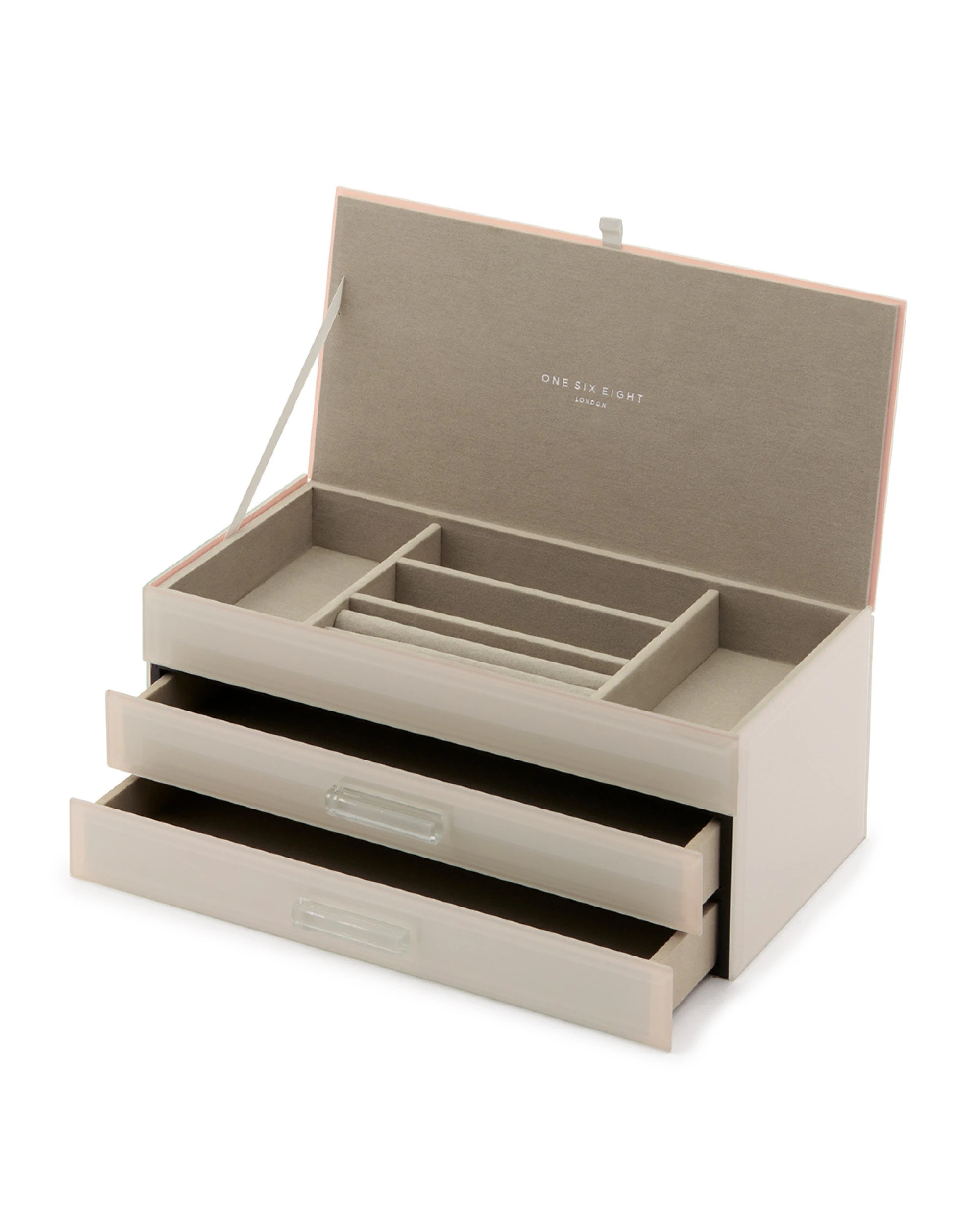 1 One Six Eight London Gabriella Jewellery Box - Nude - L - Beige, 1 of 6