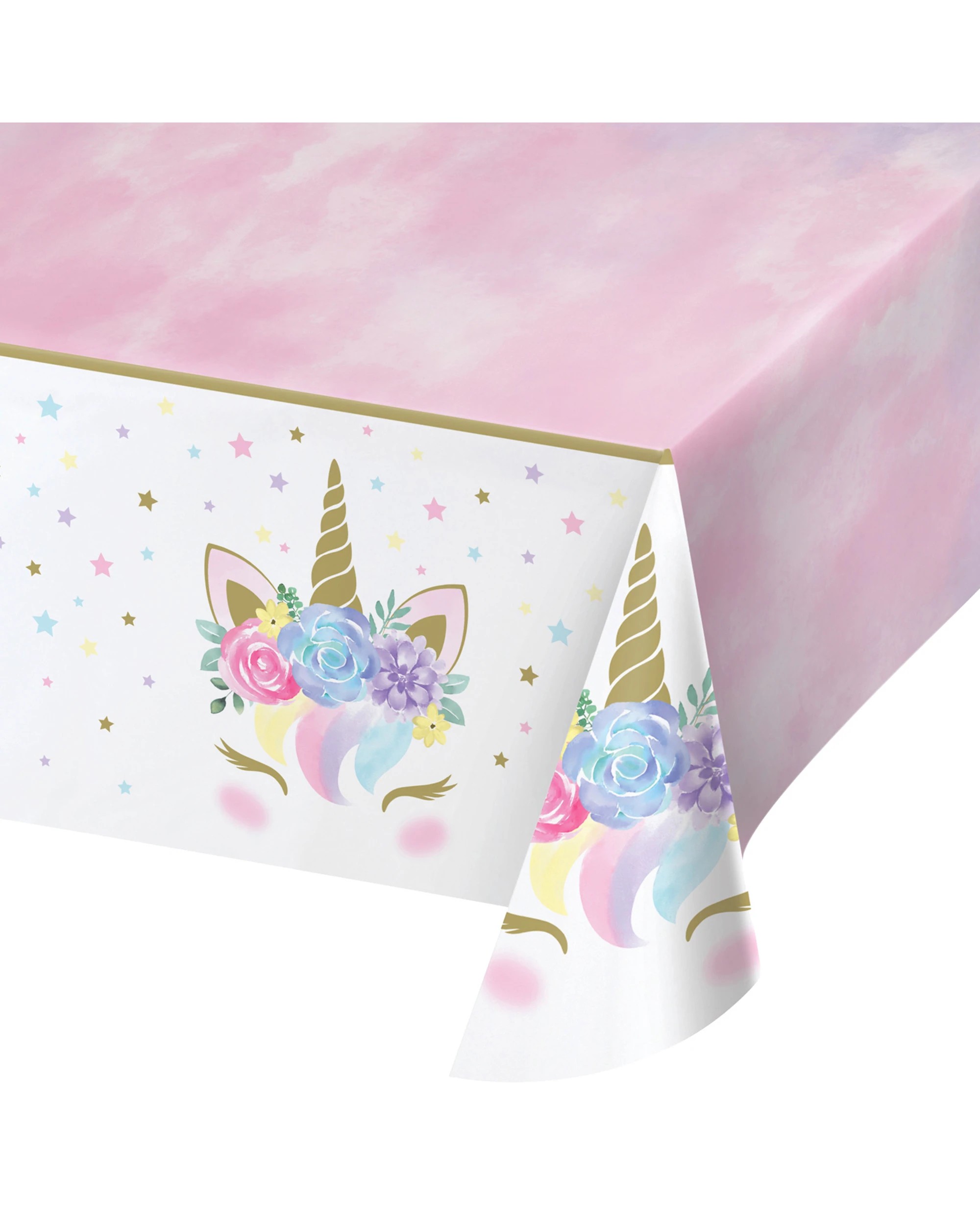 1 Creative Converting Floral Unicorn Plastic Tablecloth, 1 of 1