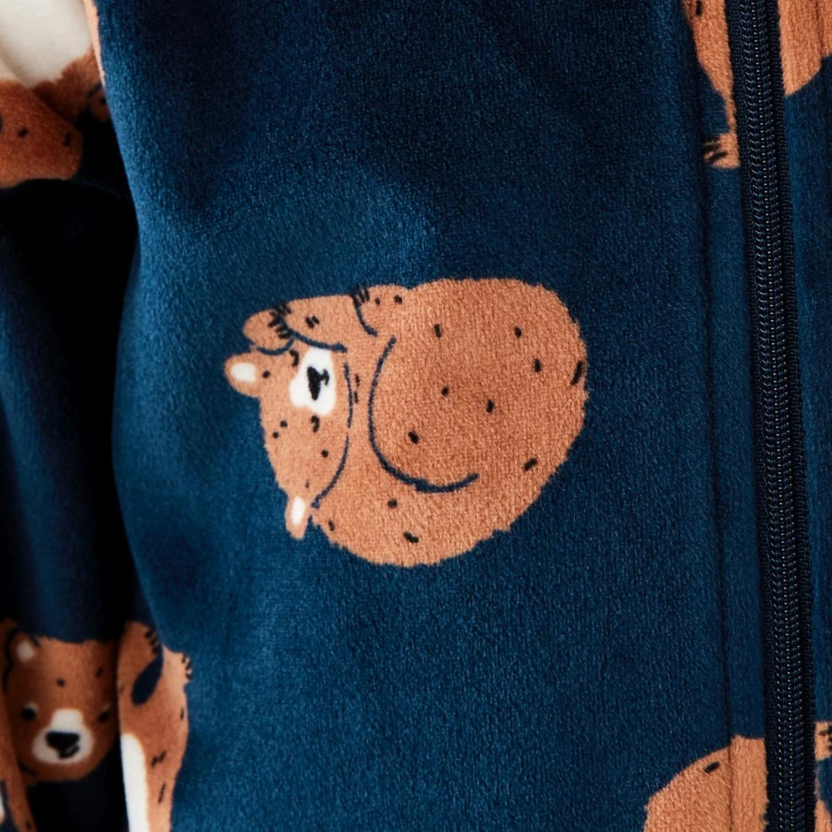 5 Fleece All-In-One Sleepsuit Nvy Bear2, 5 of 9