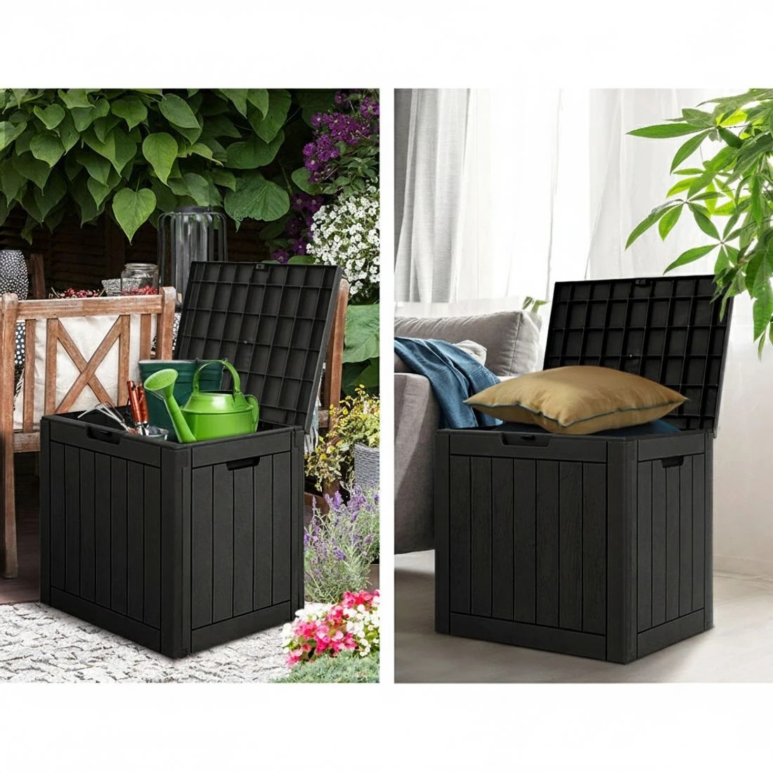 6 Gardeon Outdoor Storage Box 118L Container Lockable Garden Toy Tool Shed - Black, 6 of 6