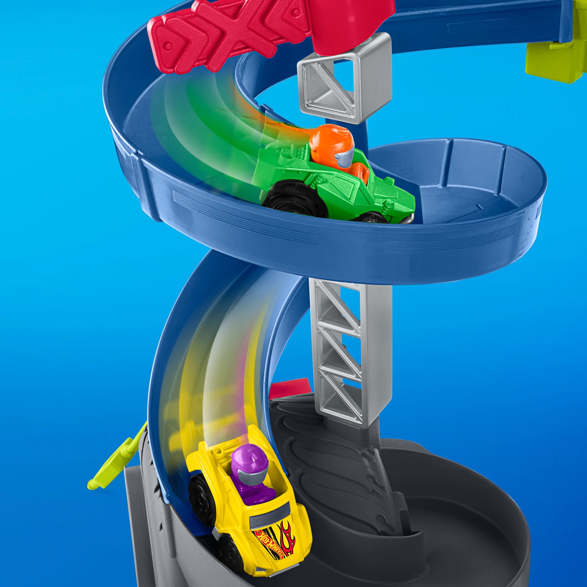 3 Fisher-Price Hot Wheels Little People Spiral Stunt Speedway Toddler Race Track Playset, 3 of 6