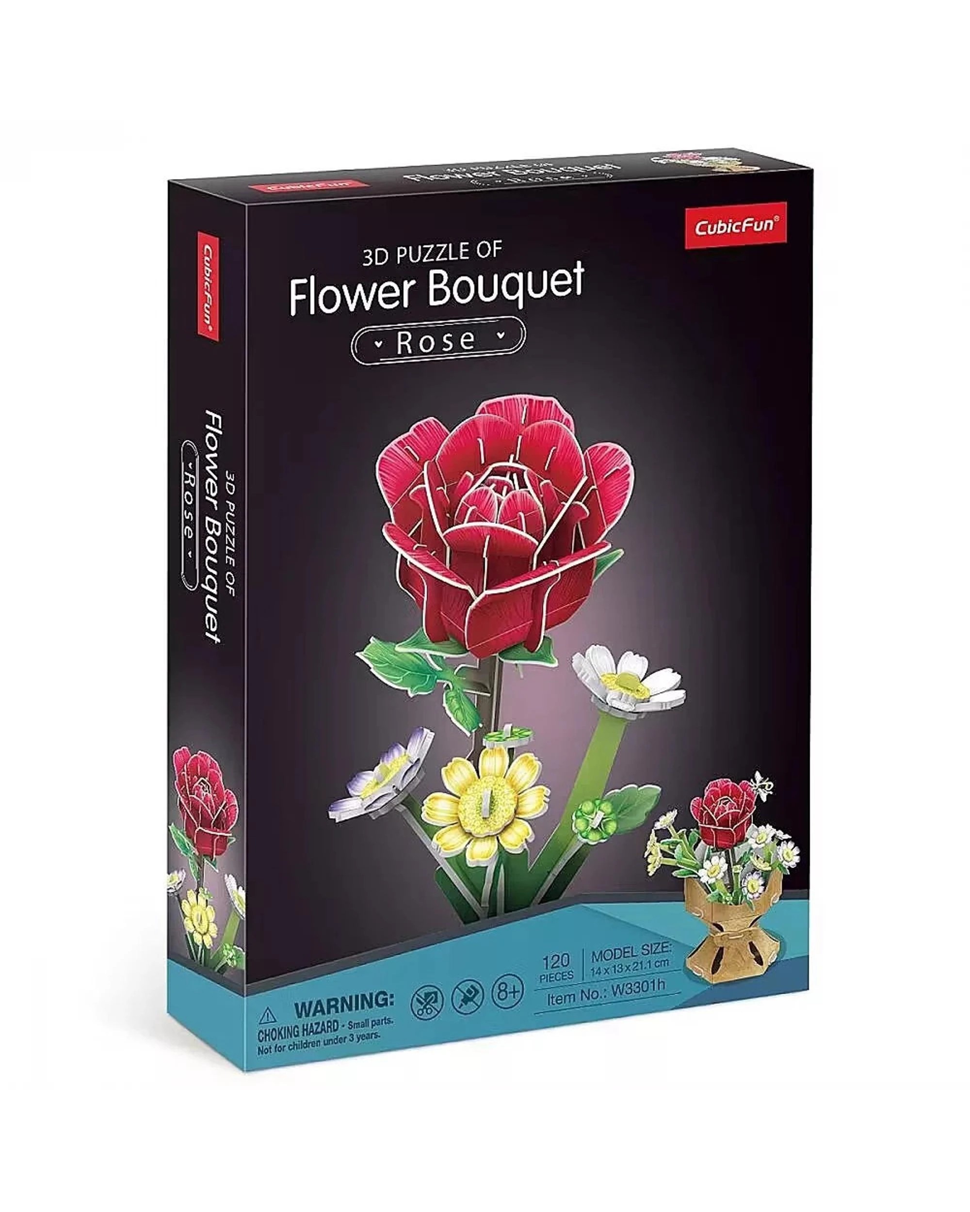 1 CubicFun Flower Bouquet Single Rose 120 Piece 3D Puzzle Model Kit, 1 of 1