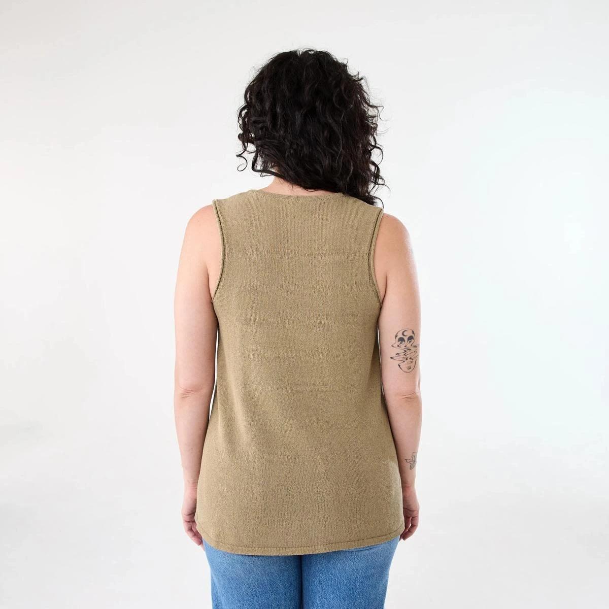 3 Sleeveless Longline Vest KELP BROWN, 3 of 6