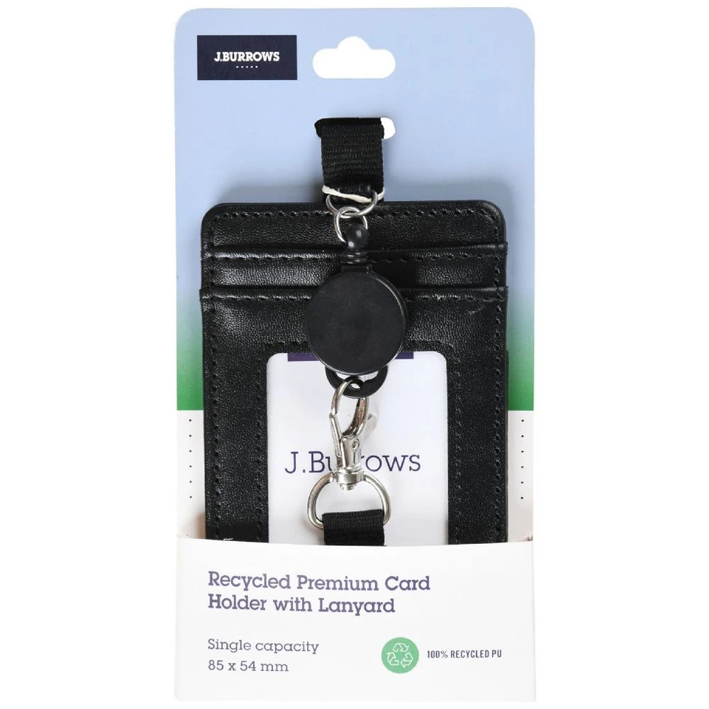 1 J.Burrows Premium ID Card Holder Lanyard Reel Black, 1 of 5