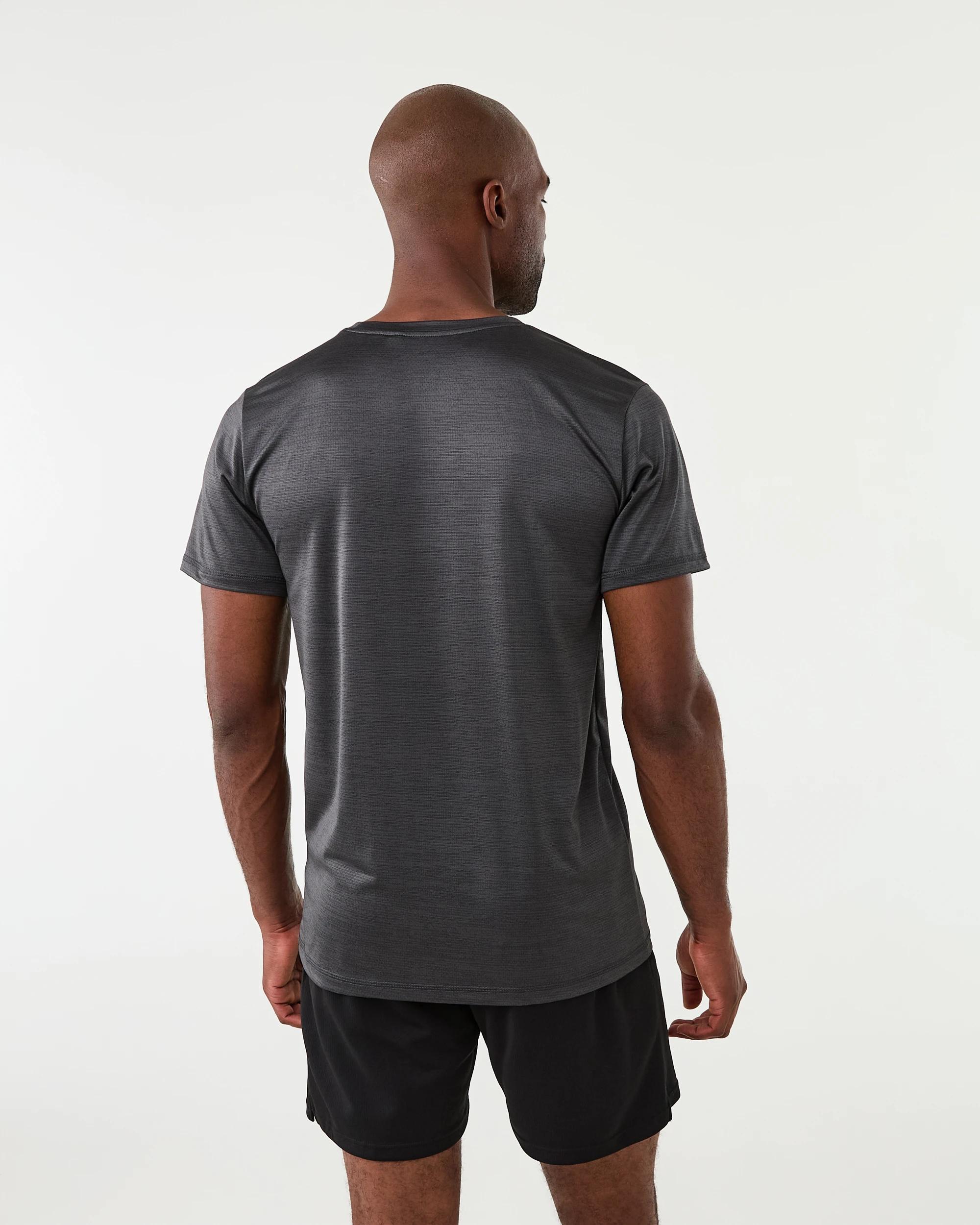 3 Active Mens Crew Neck Cationic T-shirt Gry Drkish, 3 of 6