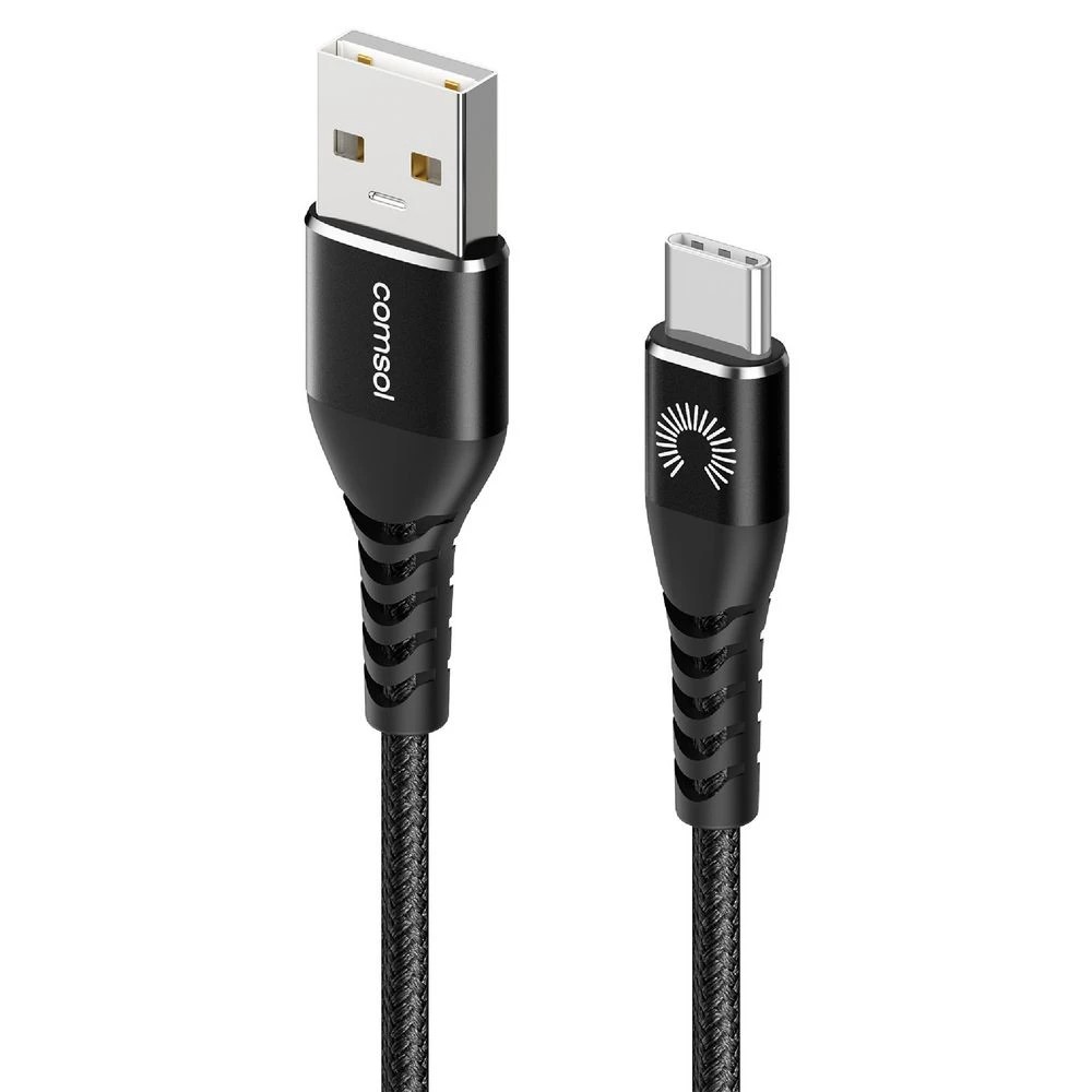 2 Comsol Kevlar USB-A to USB-C Cable 2m Black, 2 of 7