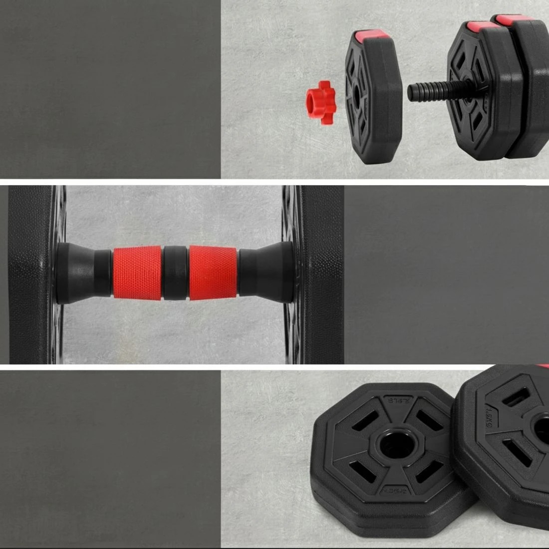 6 Everfit 20kg Adjustable Dumbbell Barbell Set Weight Plates Home Workout - Multi, 6 of 6