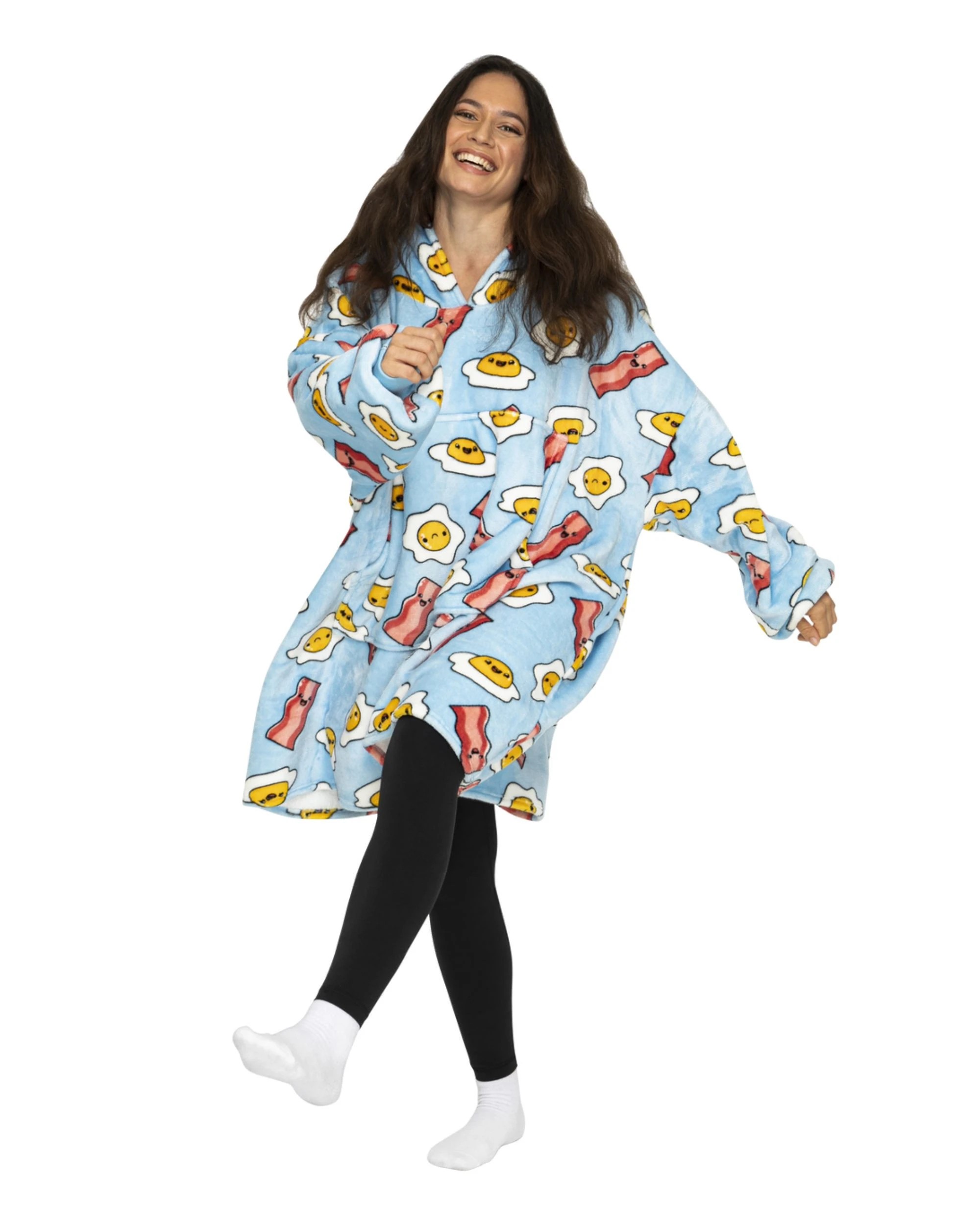 2 UGGO WEAR Giant Hoodie Wakey Wakey Adult - ONE SIZE - Blue, 2 of 5
