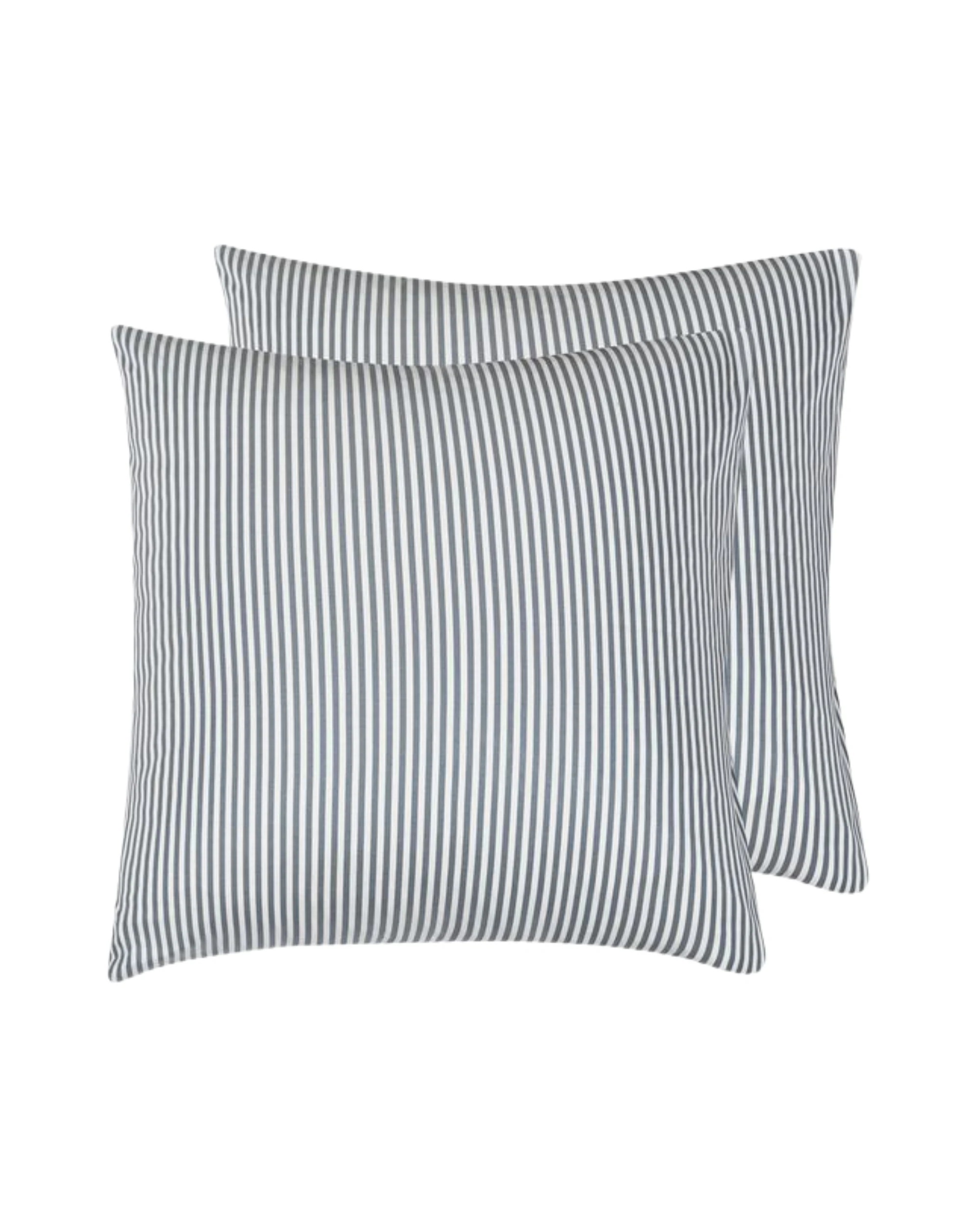 1 CleverPolly 2-Pack Yarn-Dyed Washed Microfibre European Pillowcases - Thin Stripe Steel Blue, 1 of 3