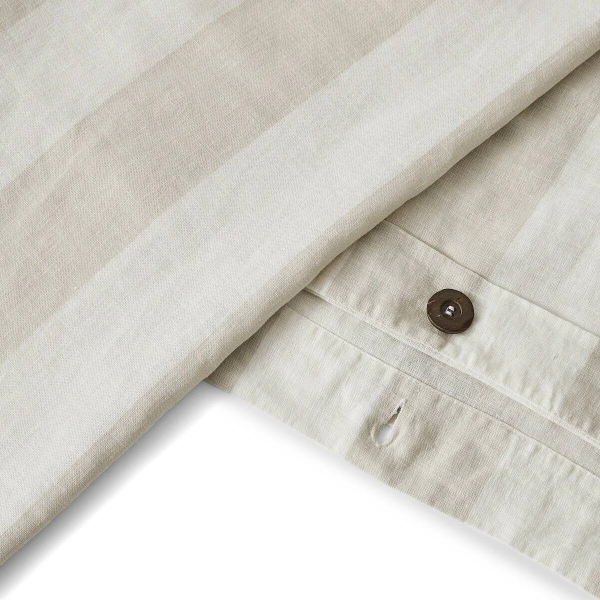 5 Stripe Linen Cotton Quilt Cover Set - Queen Bed, Natural, 5 of 7