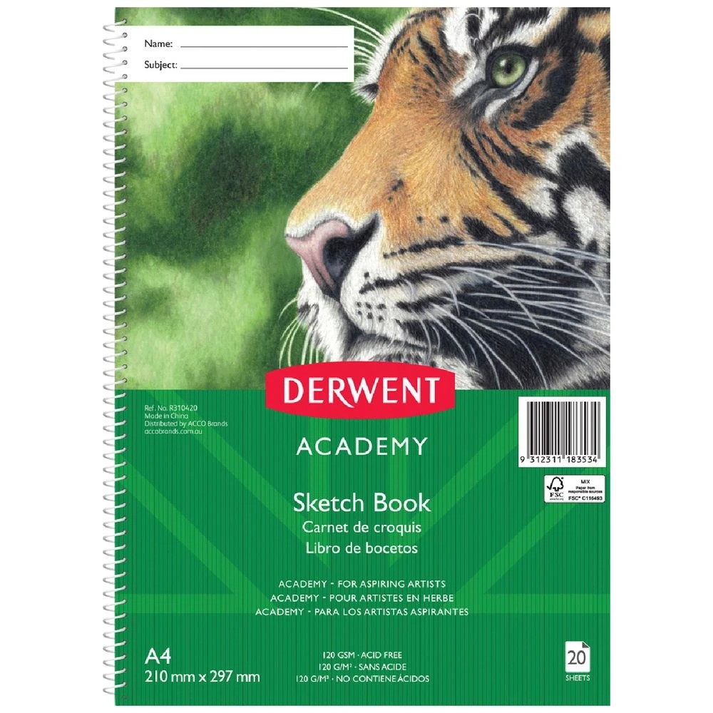 1 Derwent Academy Sketch Book Portrait 120gsm 20 Sheets A4, 1 of 1