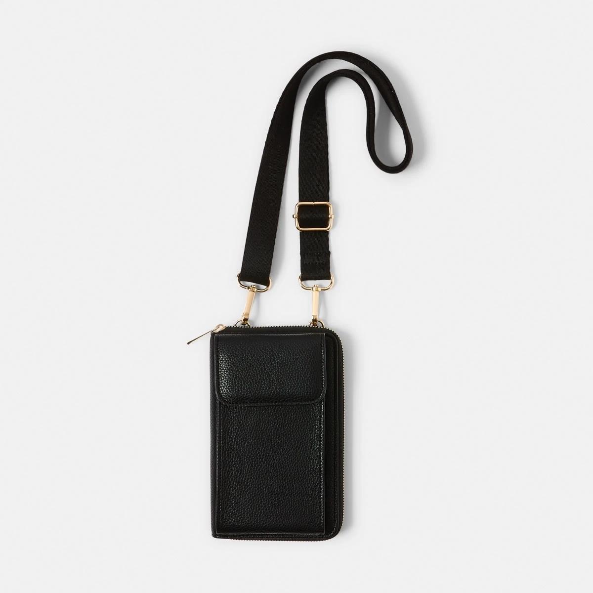 1 Sim Fabric Strap Phone Wallet BLACK, 1 of 4
