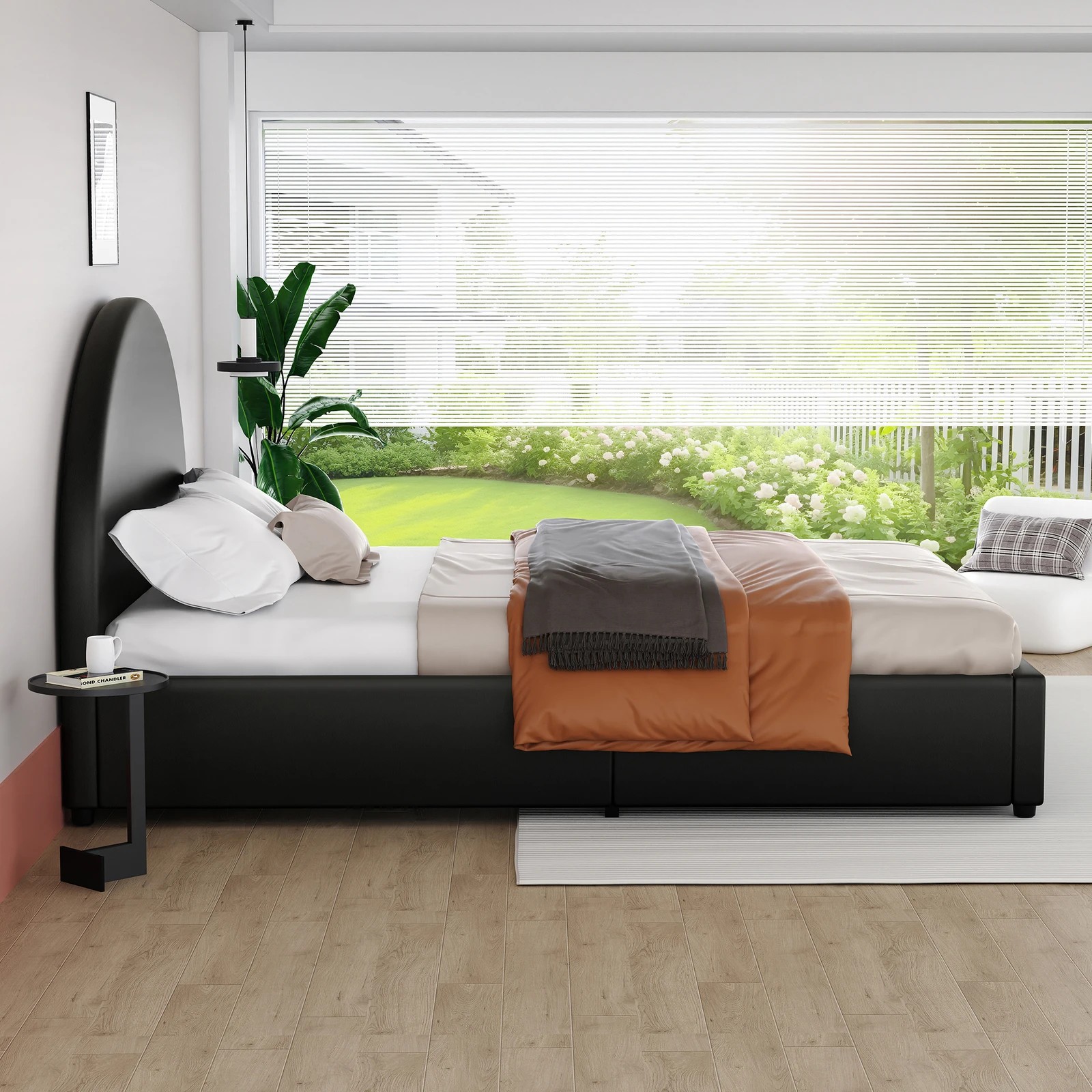 5 Alfordson Bed Frame Single Size Gas Lift Base With Storage Leather Howell - Black, 5 of 10