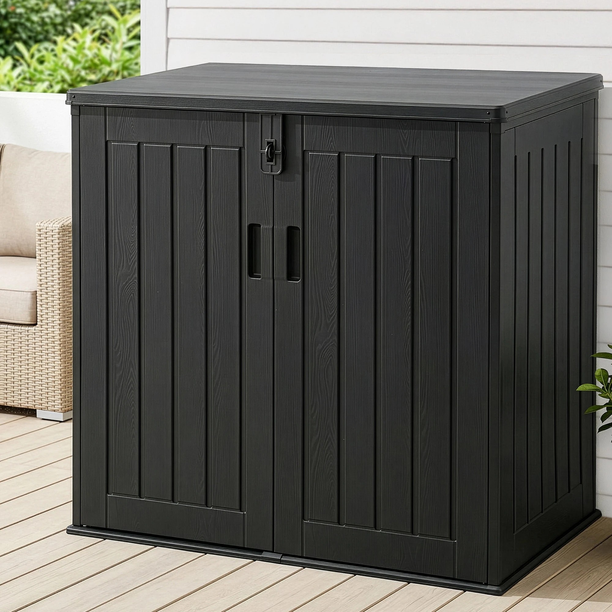 8 Gardeon Outdoor Storage Box 775L Container Lockable Cabinet Tool Organizer Shed - Black, 8 of 8