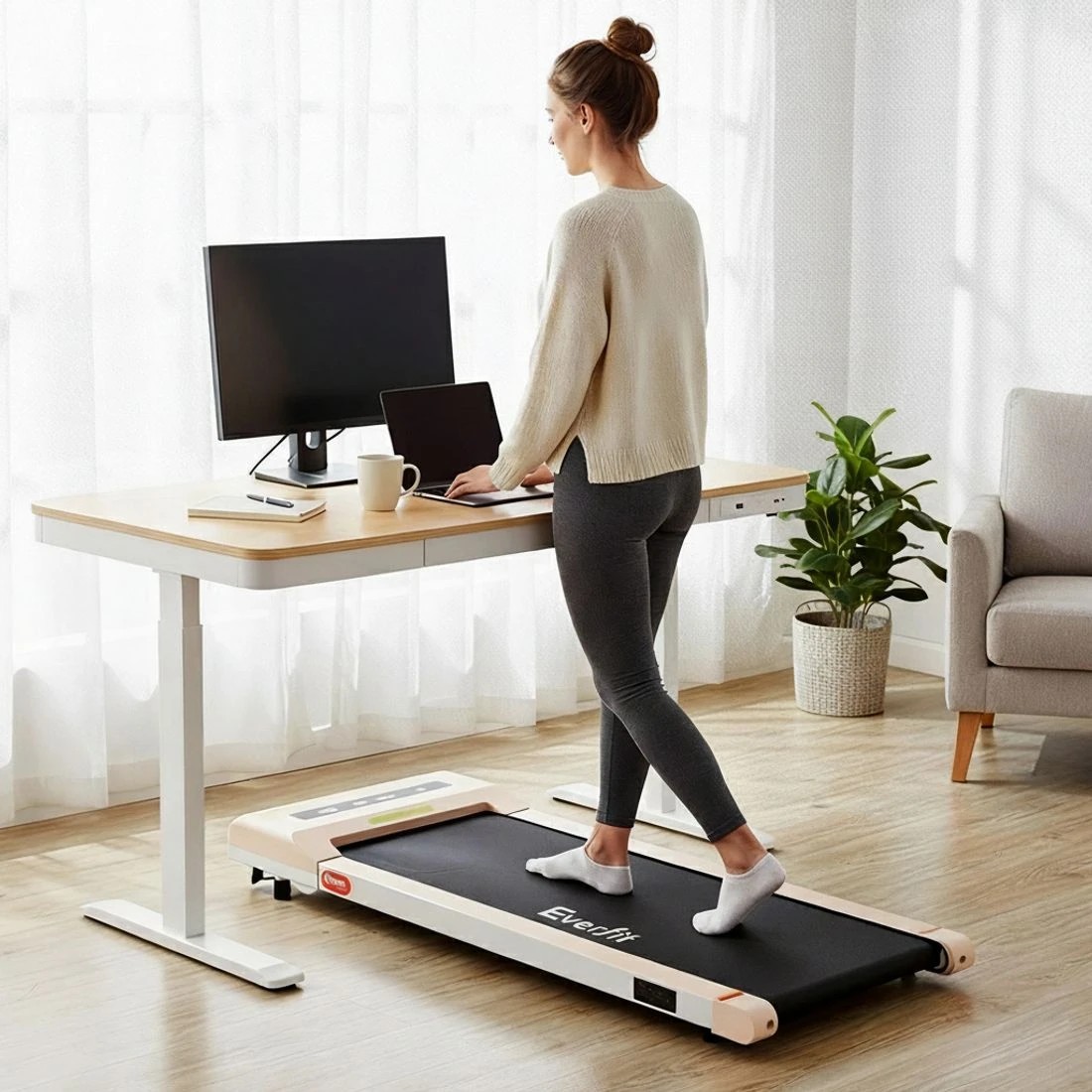 4 Artiss Electric Treadmill with 120cm Automatic Standing Desk Walking Pad - Multi, 4 of 9