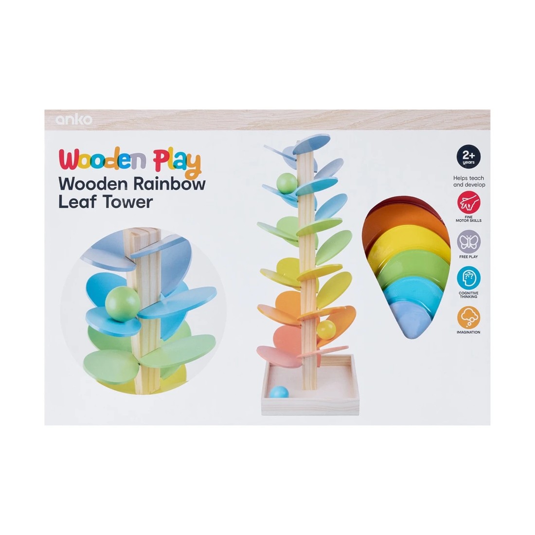 6 Wooden Play Rainbow Leaf Tower, 6 of 6