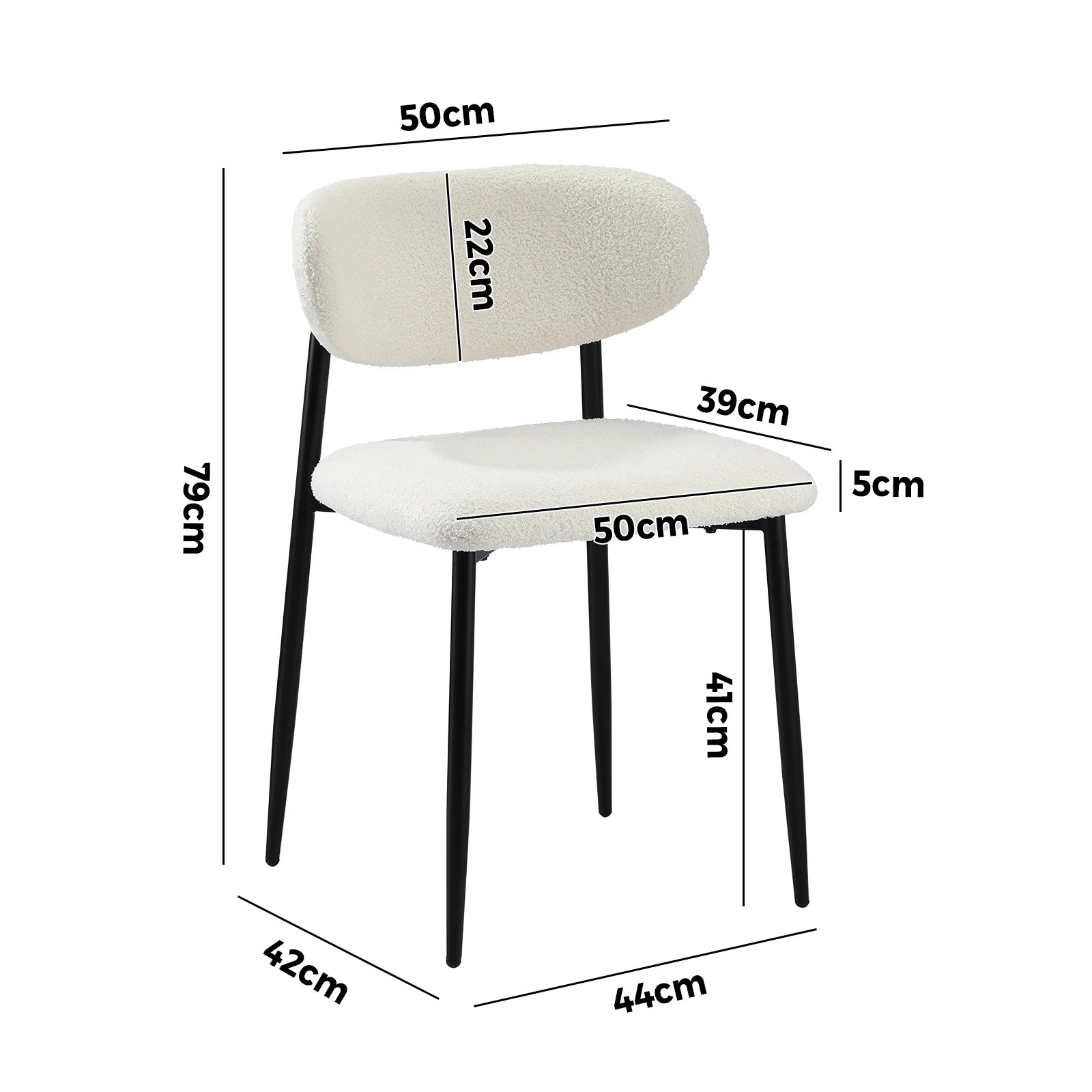 9 Oikiture 2x Dining Chairs Kitchen Chair Cafe Lounge Chair Boucle
 - White, 9 of 10