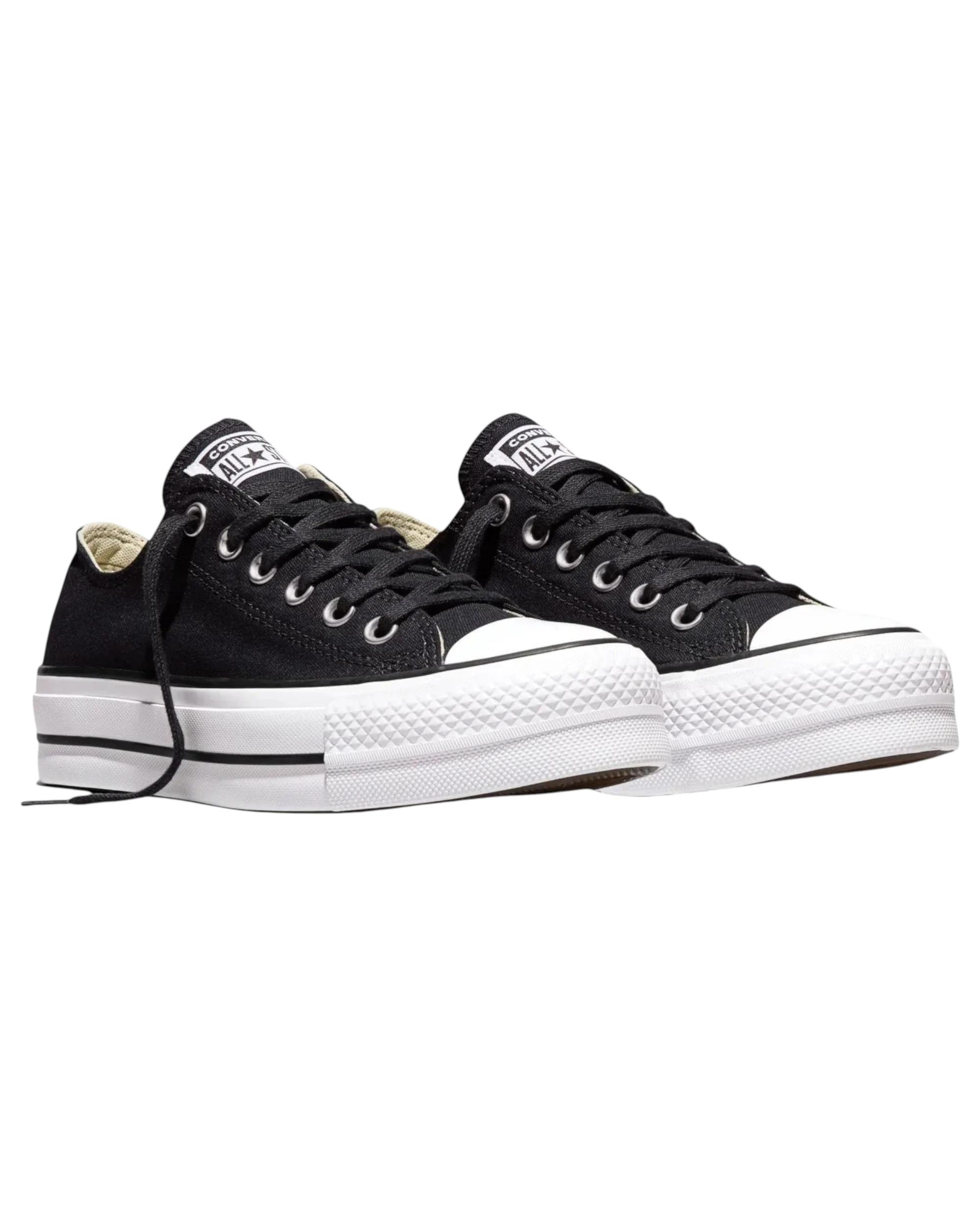 6 Converse Womens Chuck Taylor All Star Canvas Lift Low Top Sneaker BLACK/WHITE, 6 of 7