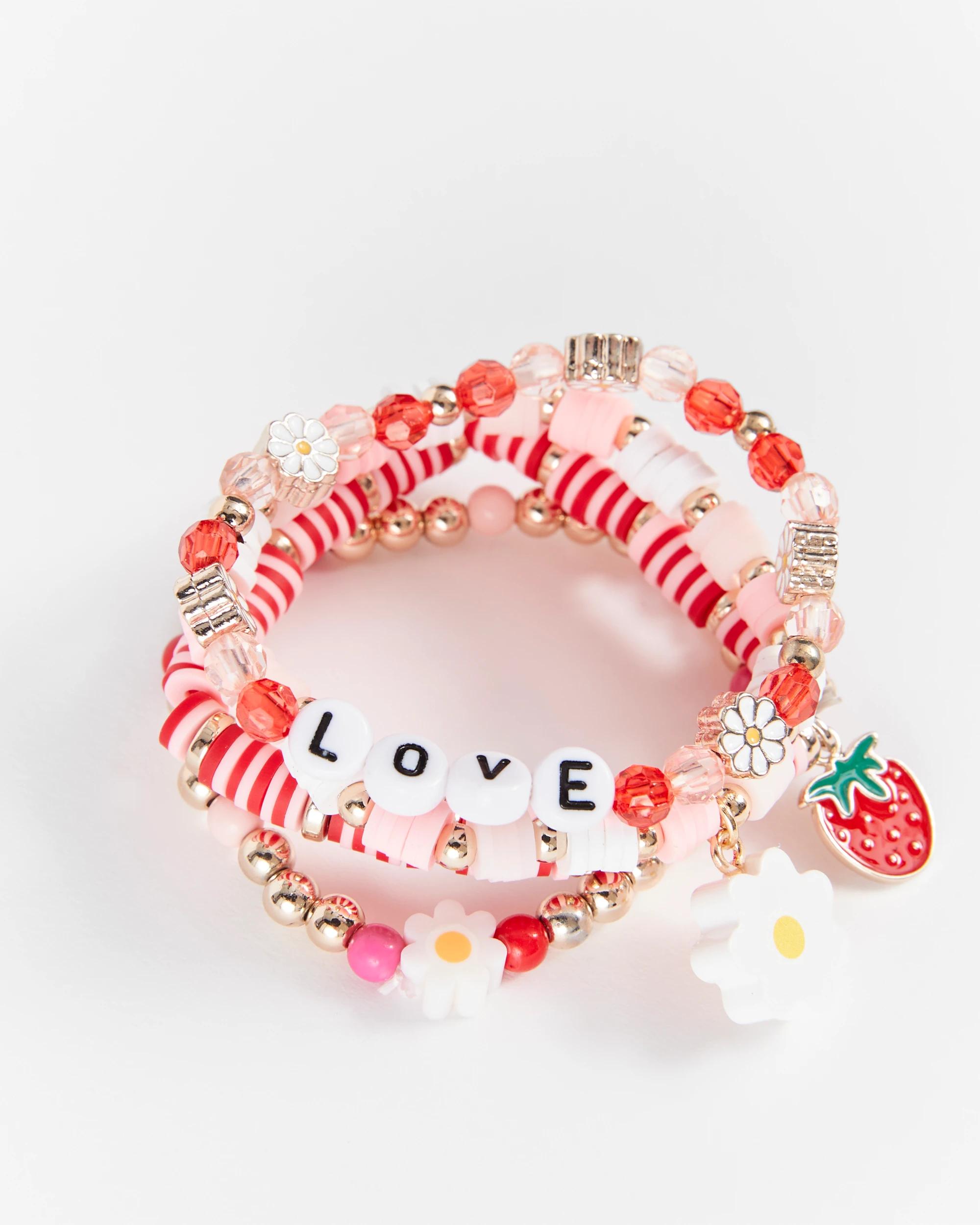 2 Target Kids Strawberry Charm Bracelet Set RED, 2 of 2