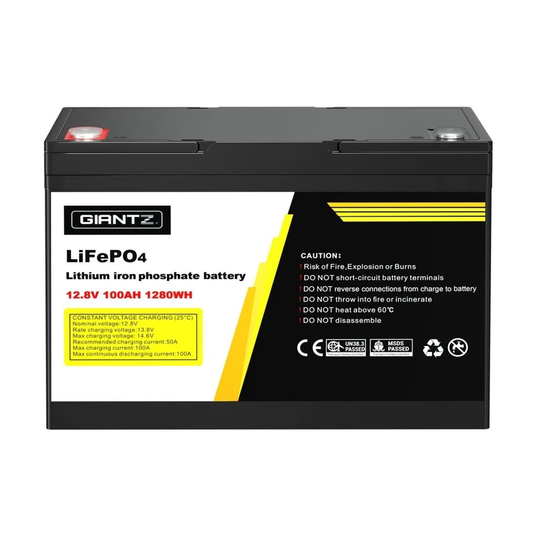 3 Giantz 12V 100Ah Lithium Battery LiFePO4 Deep Cycle Box Solar Caravan Camping - Black, 3 of 5