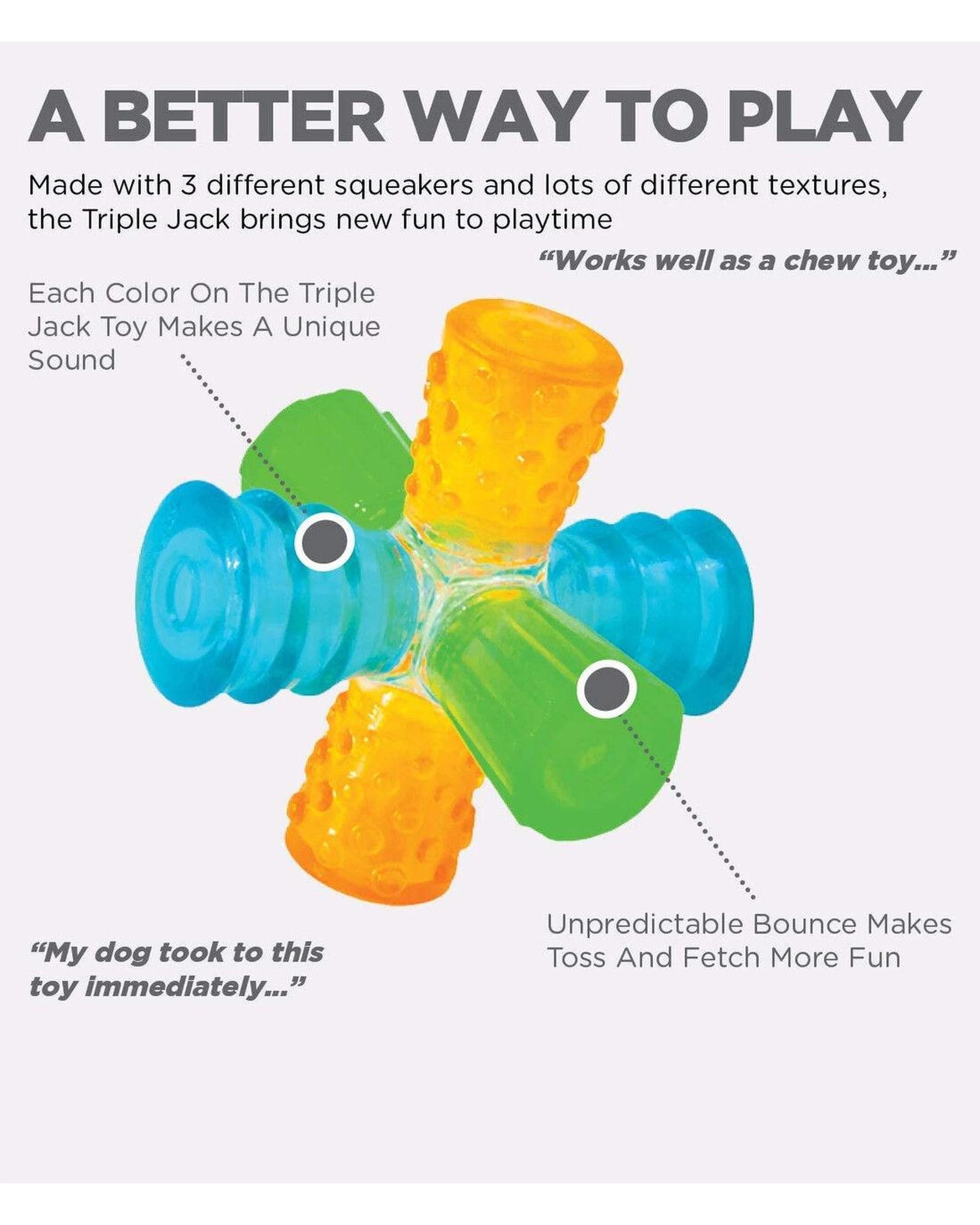 3 Outward Hound Dog Triple Jack Interactive Play Dog Squeaker Toy, 3 of 6