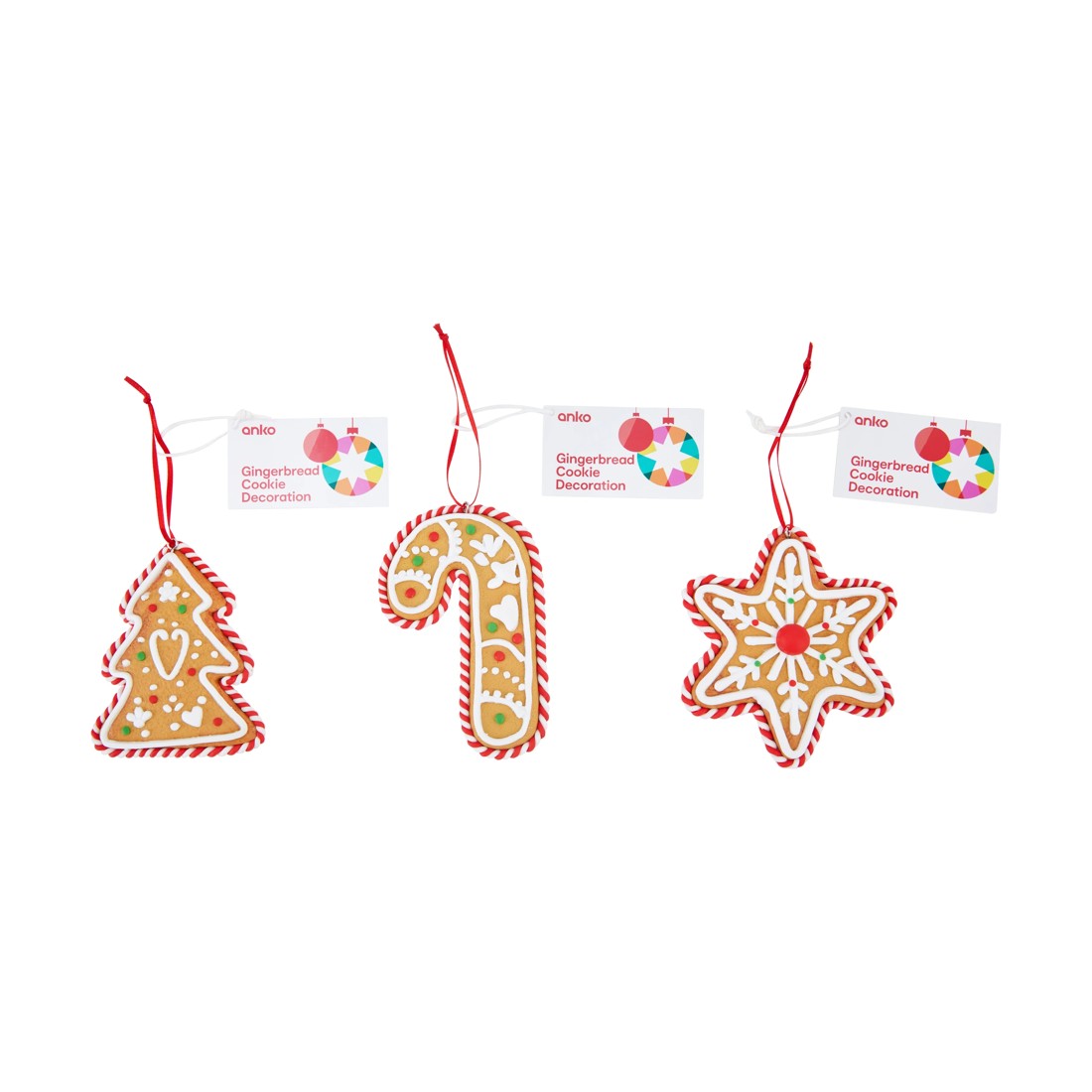 6 Gingerbread Cookie Decoration - Assorted, 6 of 6