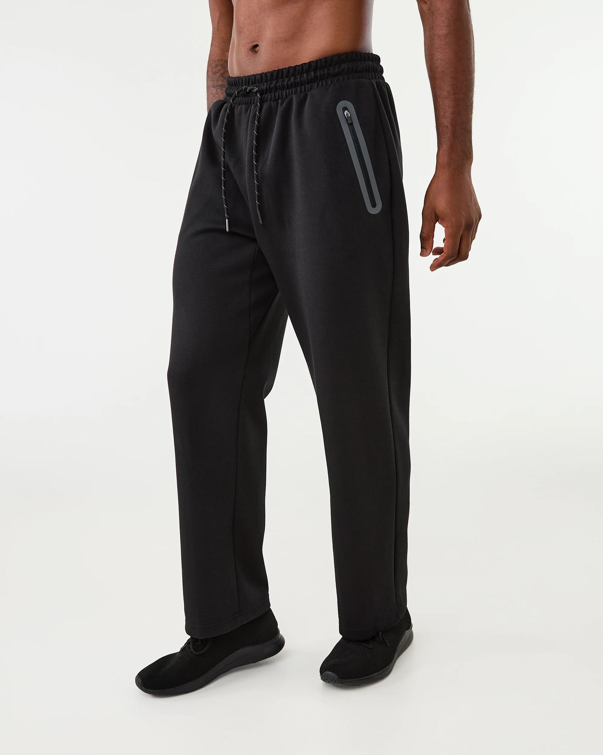 2 Active Mens Sports Straight Leg Trackpants Black, 2 of 6