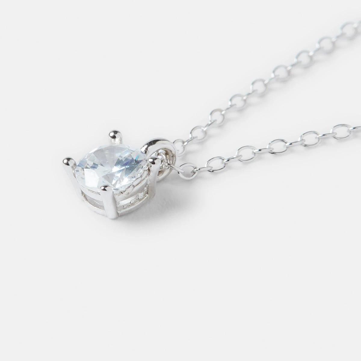1 Cubic Zirconia Pendant Necklace - Silver Tone Silver, 1 of 4