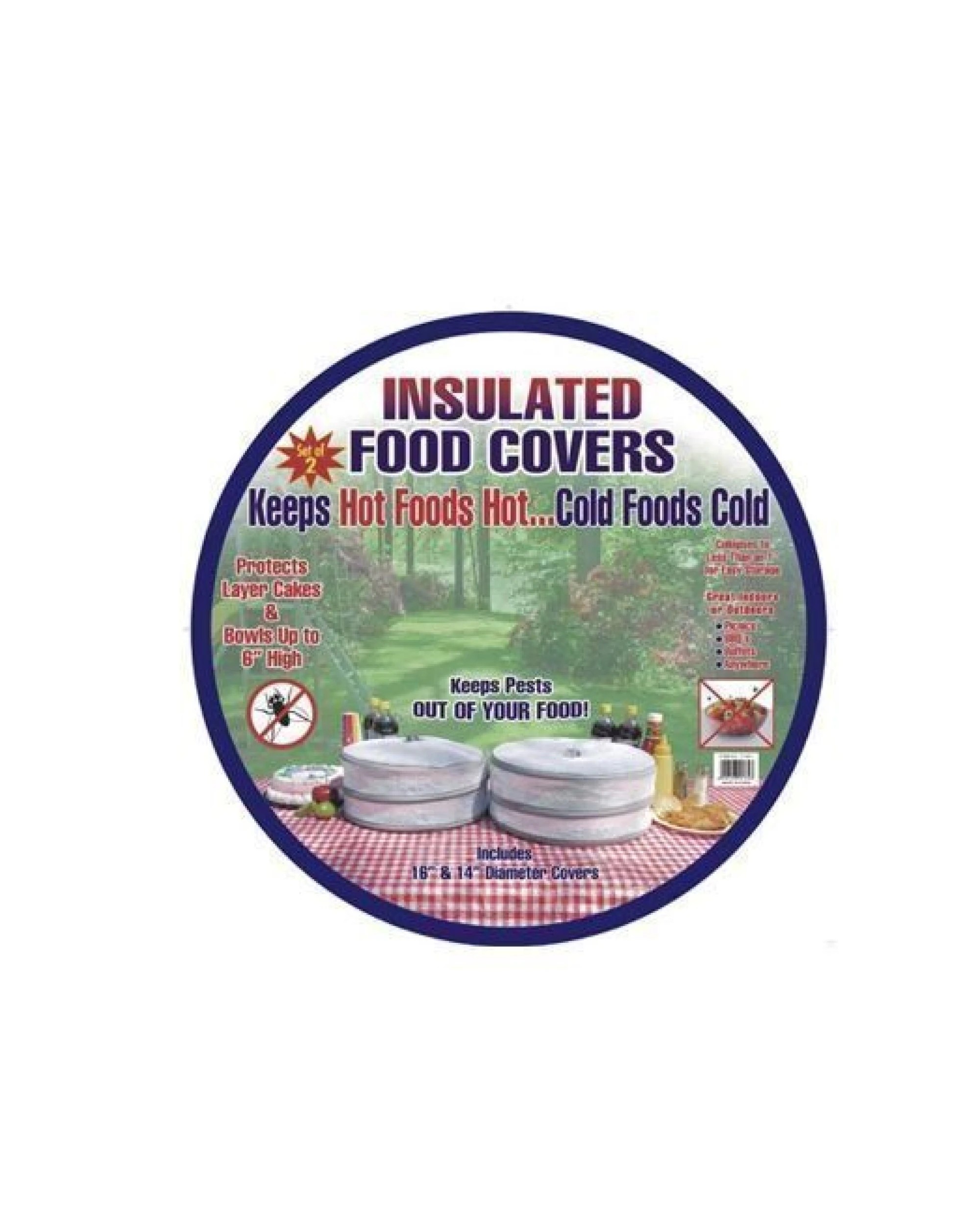 1 Br Home 2pcs Insulated Food Covers Camping Picnic Bbq Lunch Cake Dessert Outdoor Food, 1 of 2