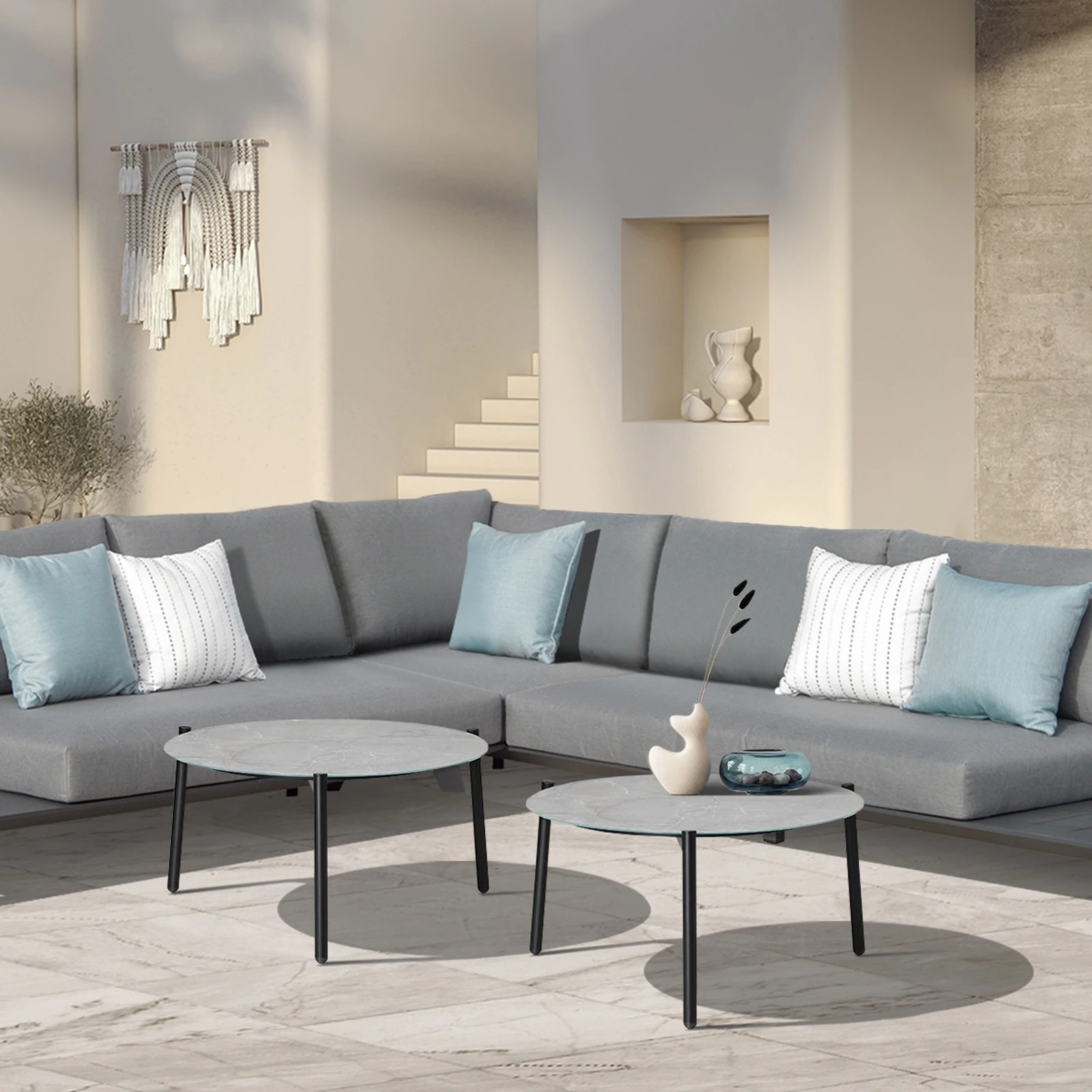 9 Livsip Outdoor Coffee Side Marble Table Desk Patio Furniture Garden 70cm
 - Multi, 9 of 10