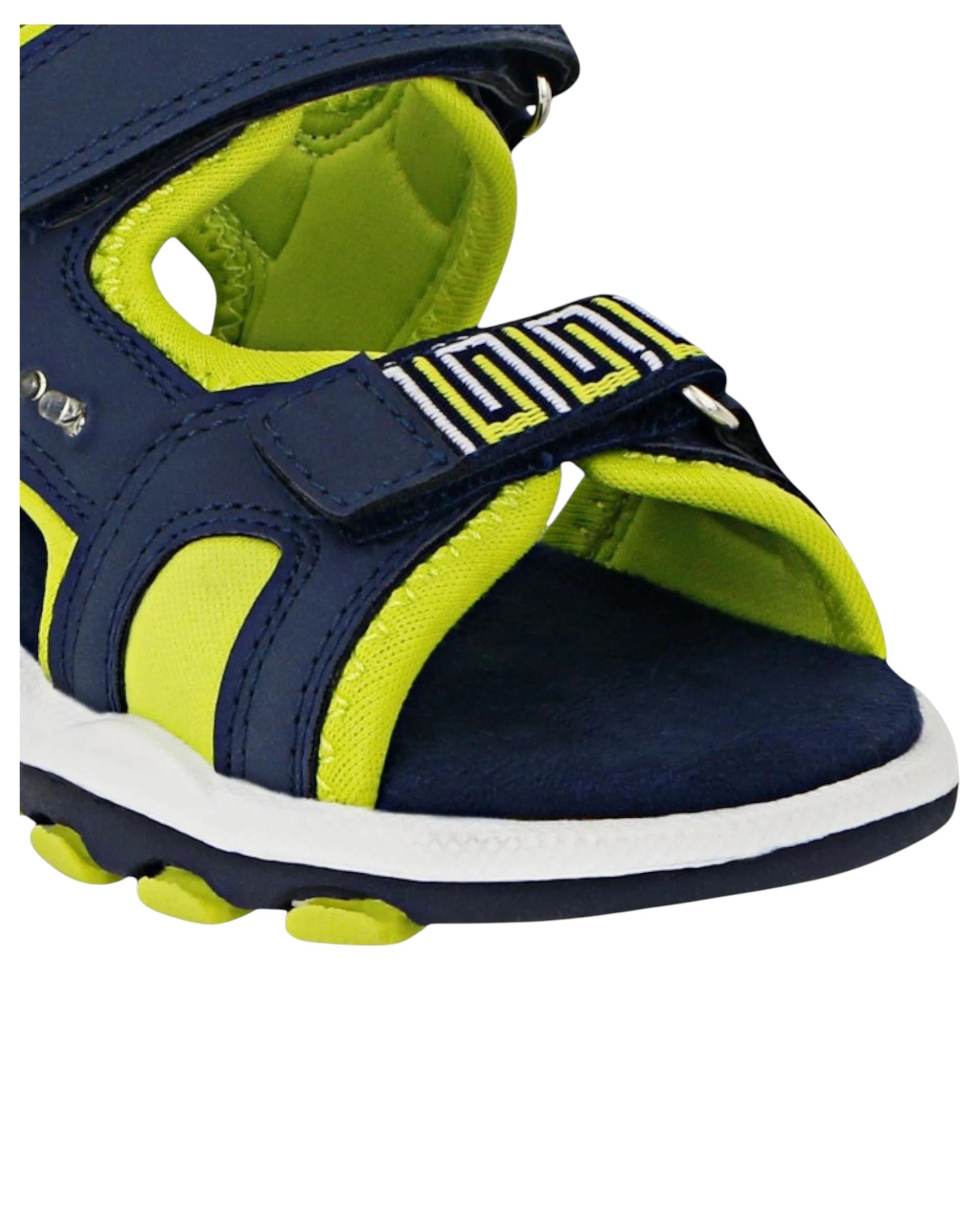 3 Lightning Bolt Kids Boys Dax Strap Sandals NAVY/LIME, 3 of 3