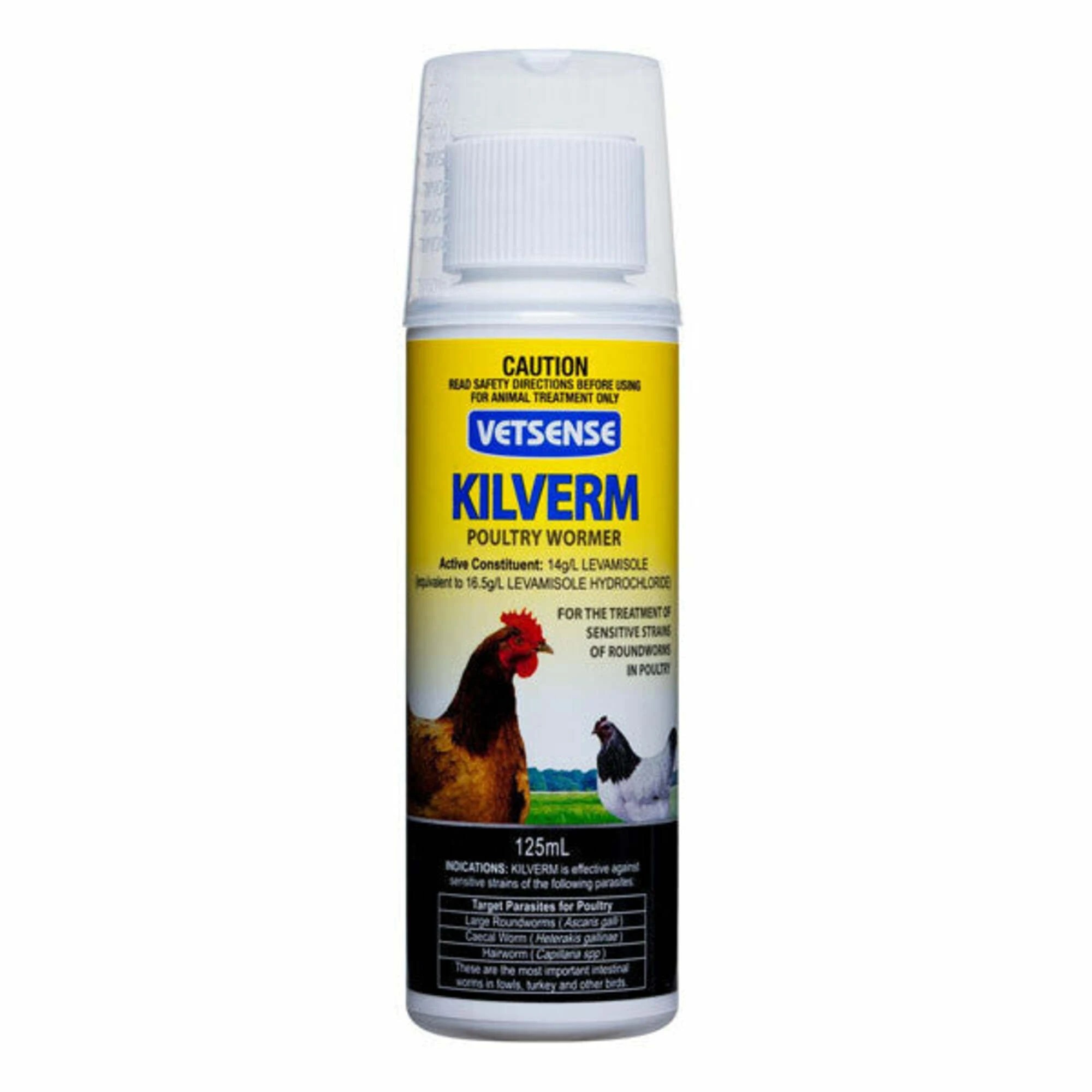 1 Vetsense Kilverm Anti-Wormer For Poultry Caecal & Hairworm 125ml, 1 of 1