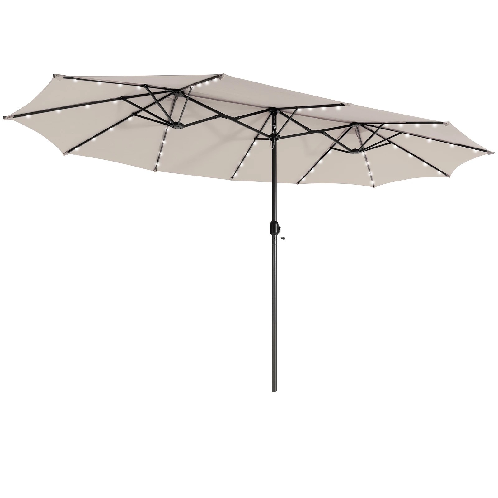 1 Costway Double-Sided Patio Umbrella w/Solar Lights - Beige, 1 of 1
