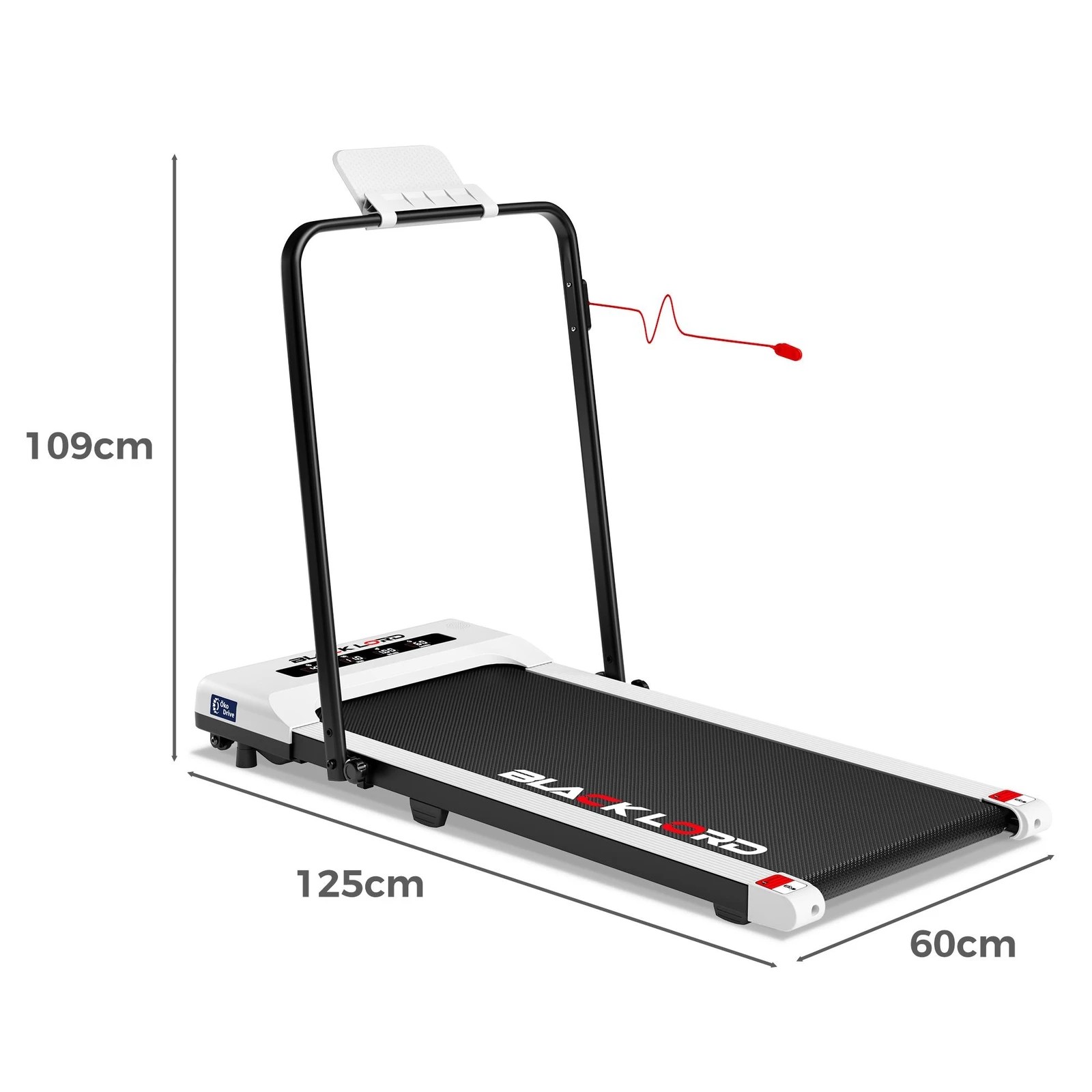 3 Black Lord Treadmill Electric Walking Pad Under Desk Foldable 40cm Belt - White, 3 of 10