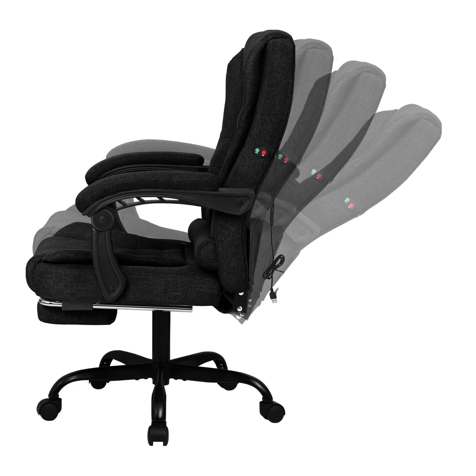 5 Alfordson Massage Office Chair Footrest Executive Gaming Racing Fabric Seat - Black, 5 of 10