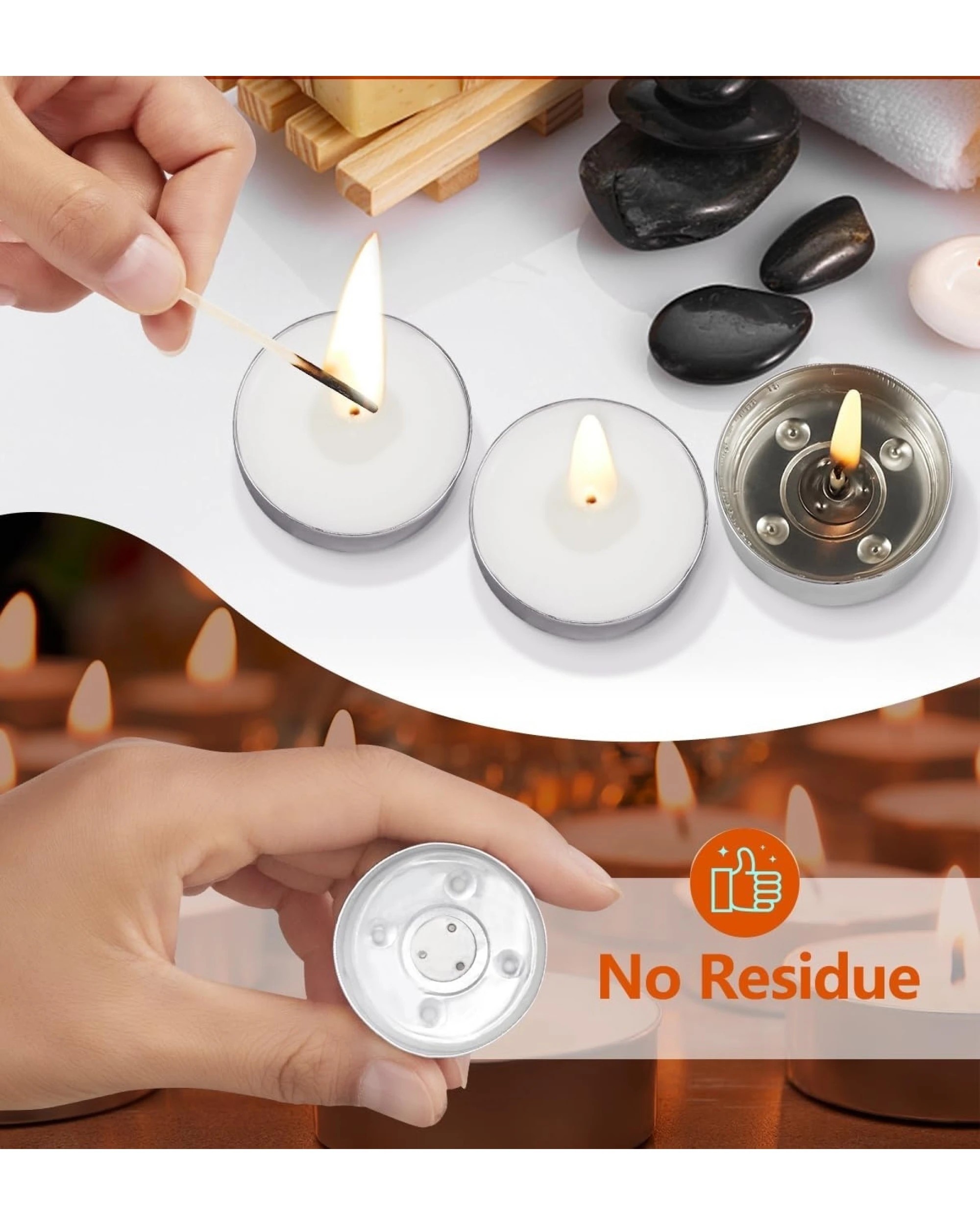 2 BR Home Tealight Candles - 600-Pack with 9-Hour Burn Time, Smokeless Crystal Wax, 2 of 7