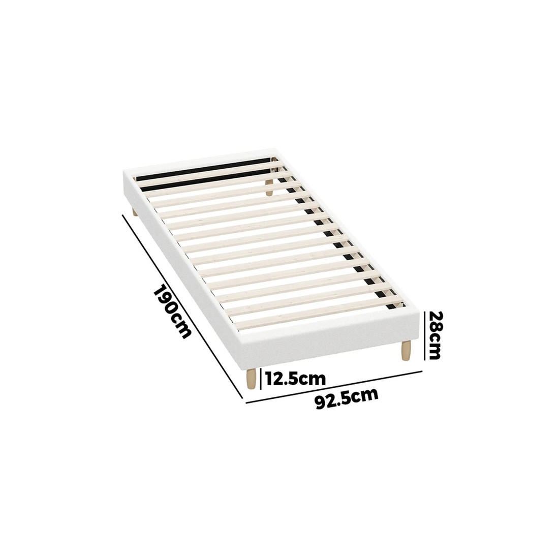 10 Oikiture Single Bed Base Boucle Bed Frame
 - White, 10 of 10