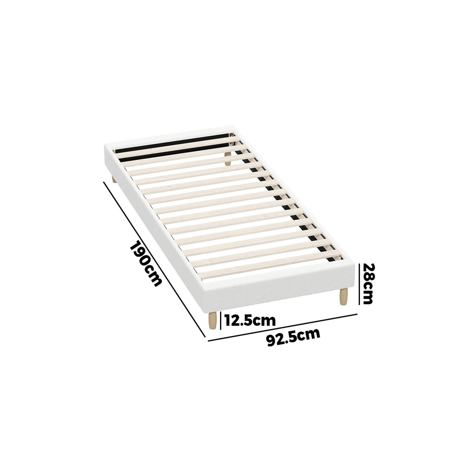 10 Oikiture Single Bed Base Boucle Bed Frame
 - White, 10 of 10