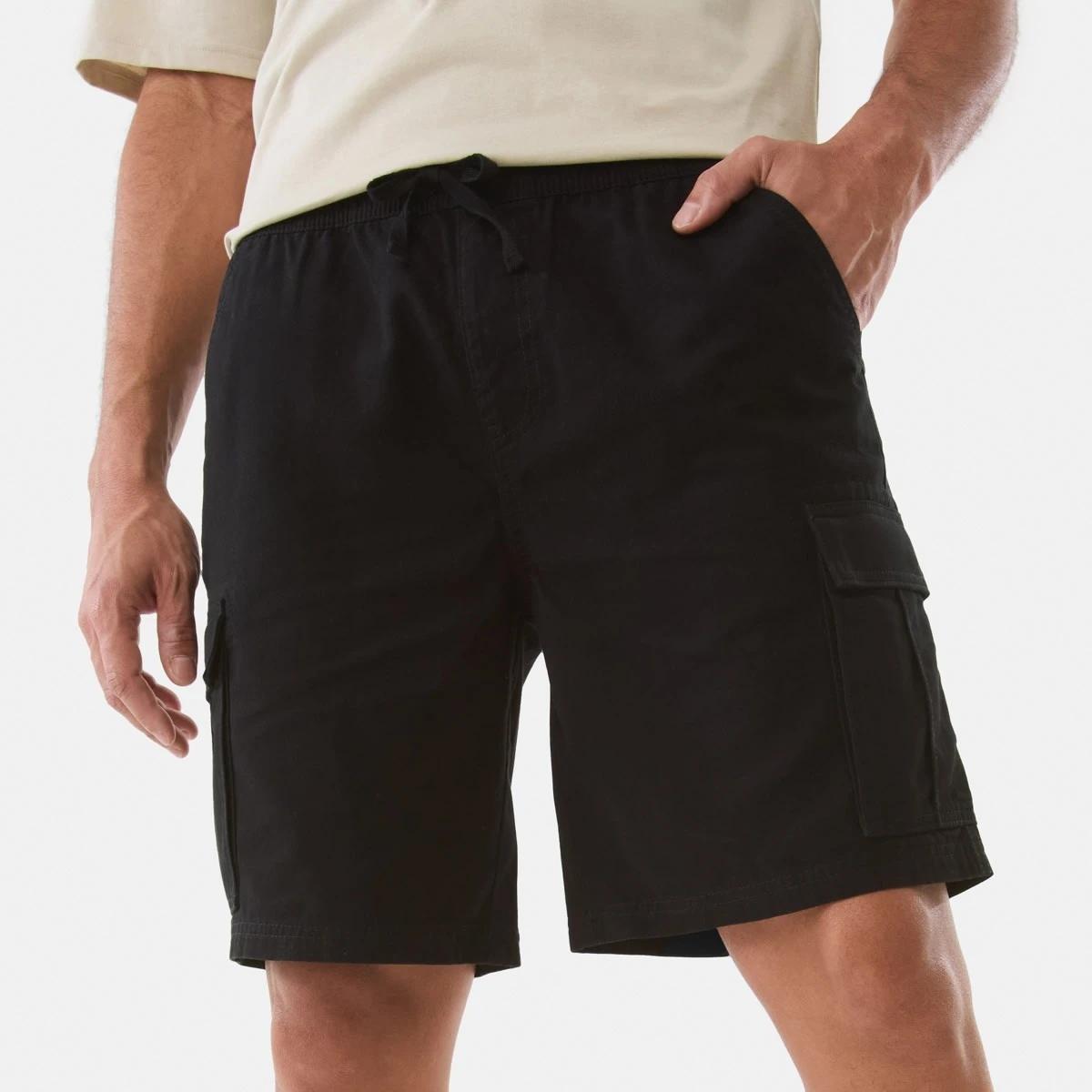 1 Elastic Waist Cargo Shorts BLACK, 1 of 7