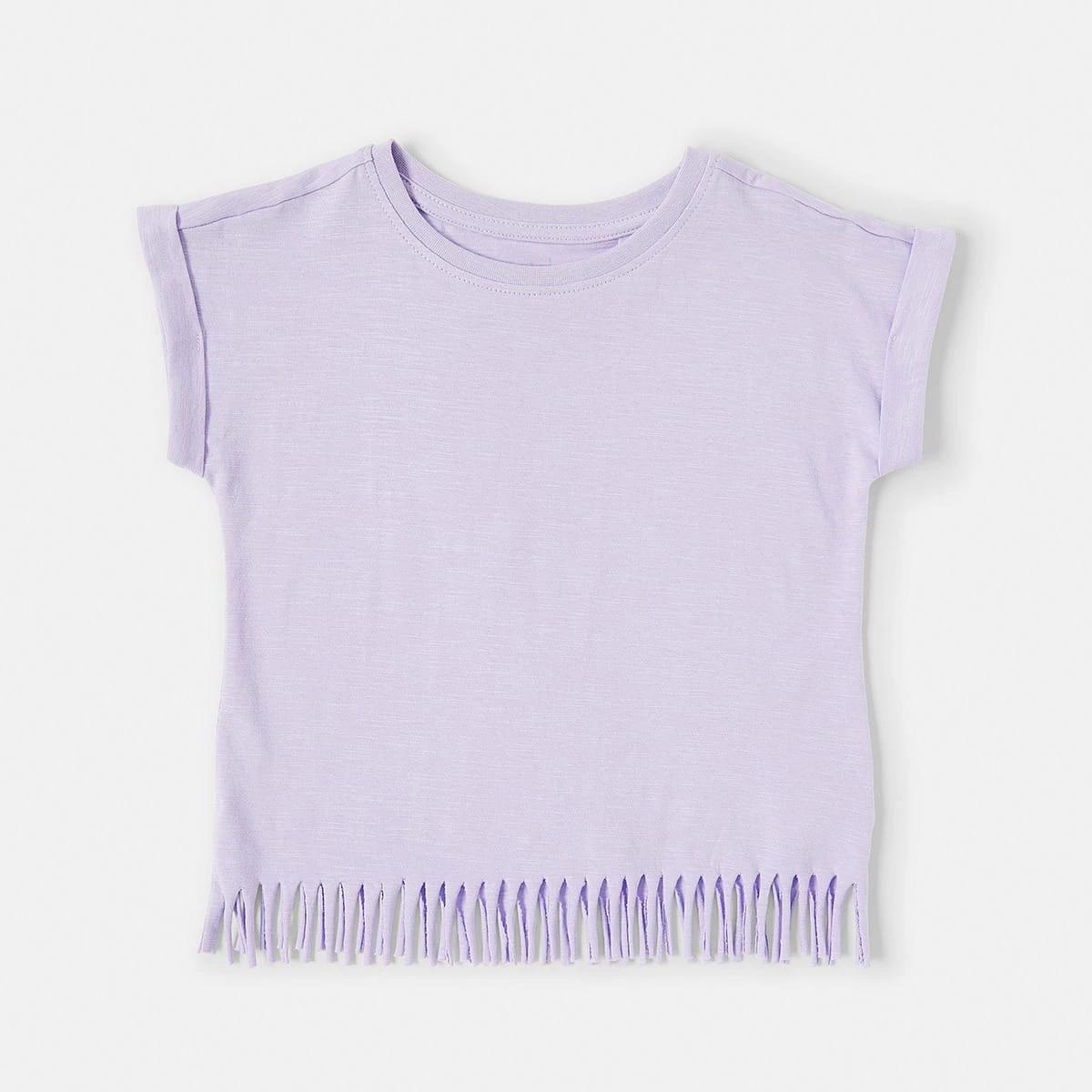 8 Short Sleeve Fringe T-shirt Pst Purple, 8 of 9