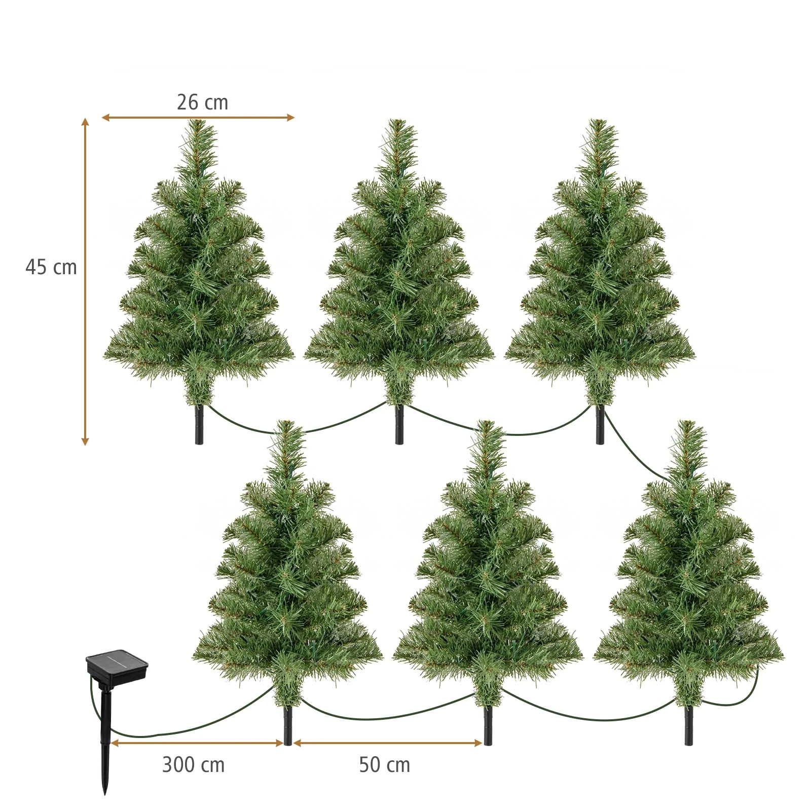 2 Costway 6 Pack Pre-Lit Artificial Christmas Tree 45cm Solar Powered Mini Xmas Trees, 2 of 5