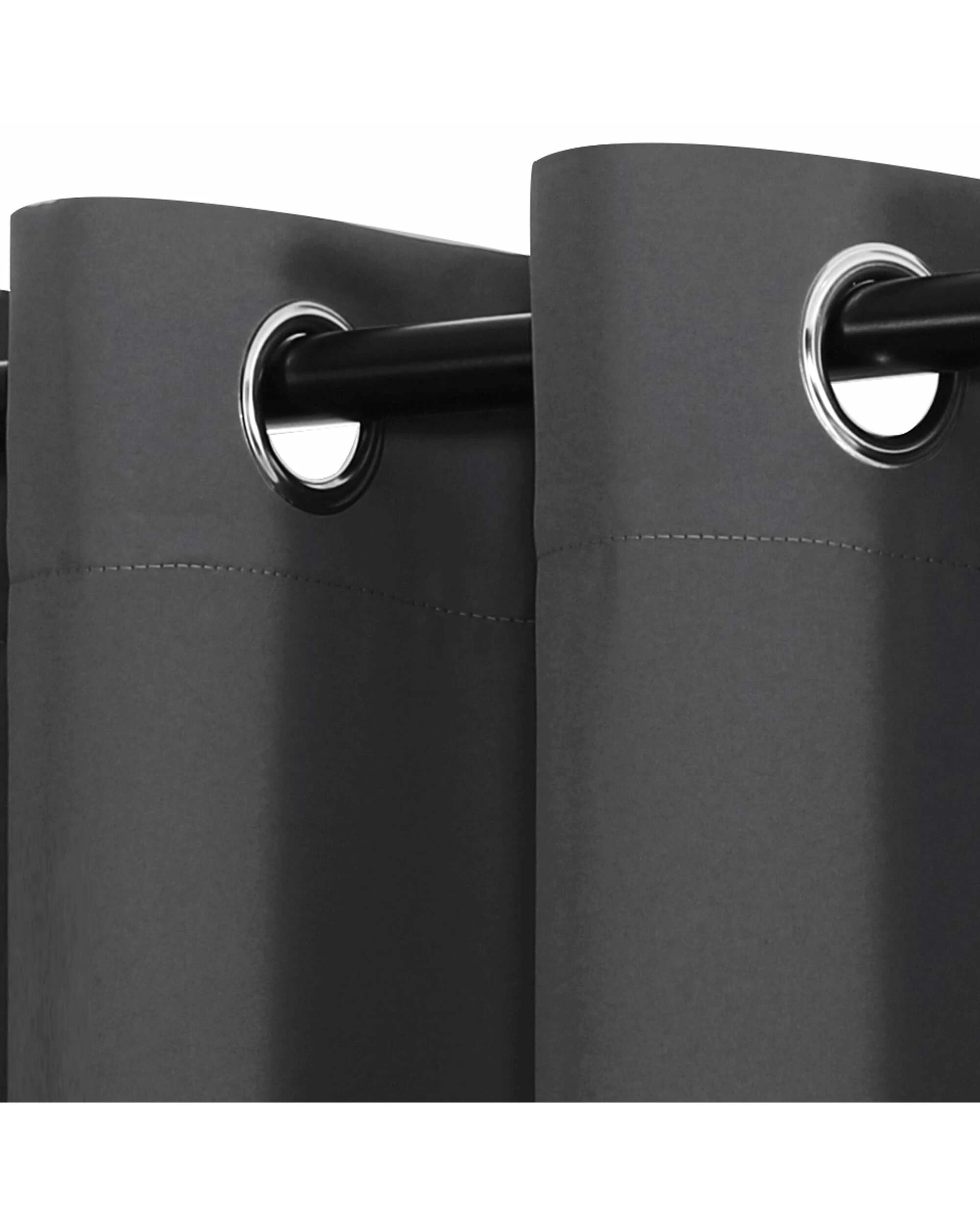 3 Smarcute Blockout Grommet Curtain with Black Liner Backing - 2X 132x160cm - Charcoal, 3 of 4