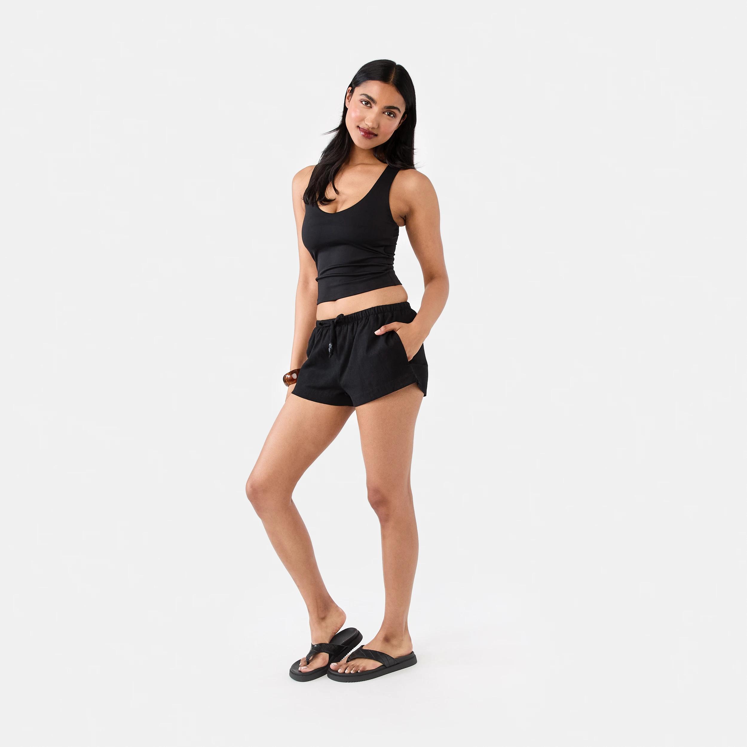 3 Linen Blend Shorts Black, 3 of 7