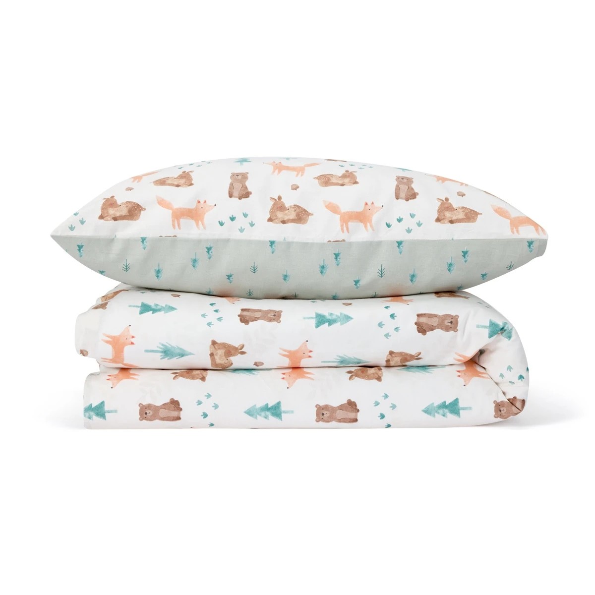 1 Cotton Reversible Cot Quilt Cover Set - Woodland, 1 of 7