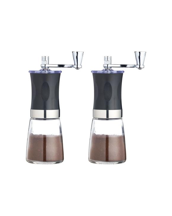 La Cafetiere 2PK Manual Stainless Steel Coffee Grinder Durable Construction - Black