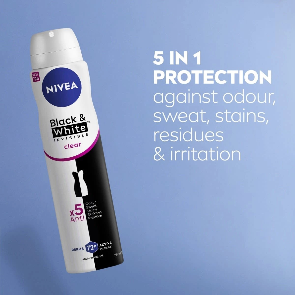 5 Nivea Black & White Invisible Clear Anti-Perspirant Aerosol Deodorant 250ml, 5 of 7