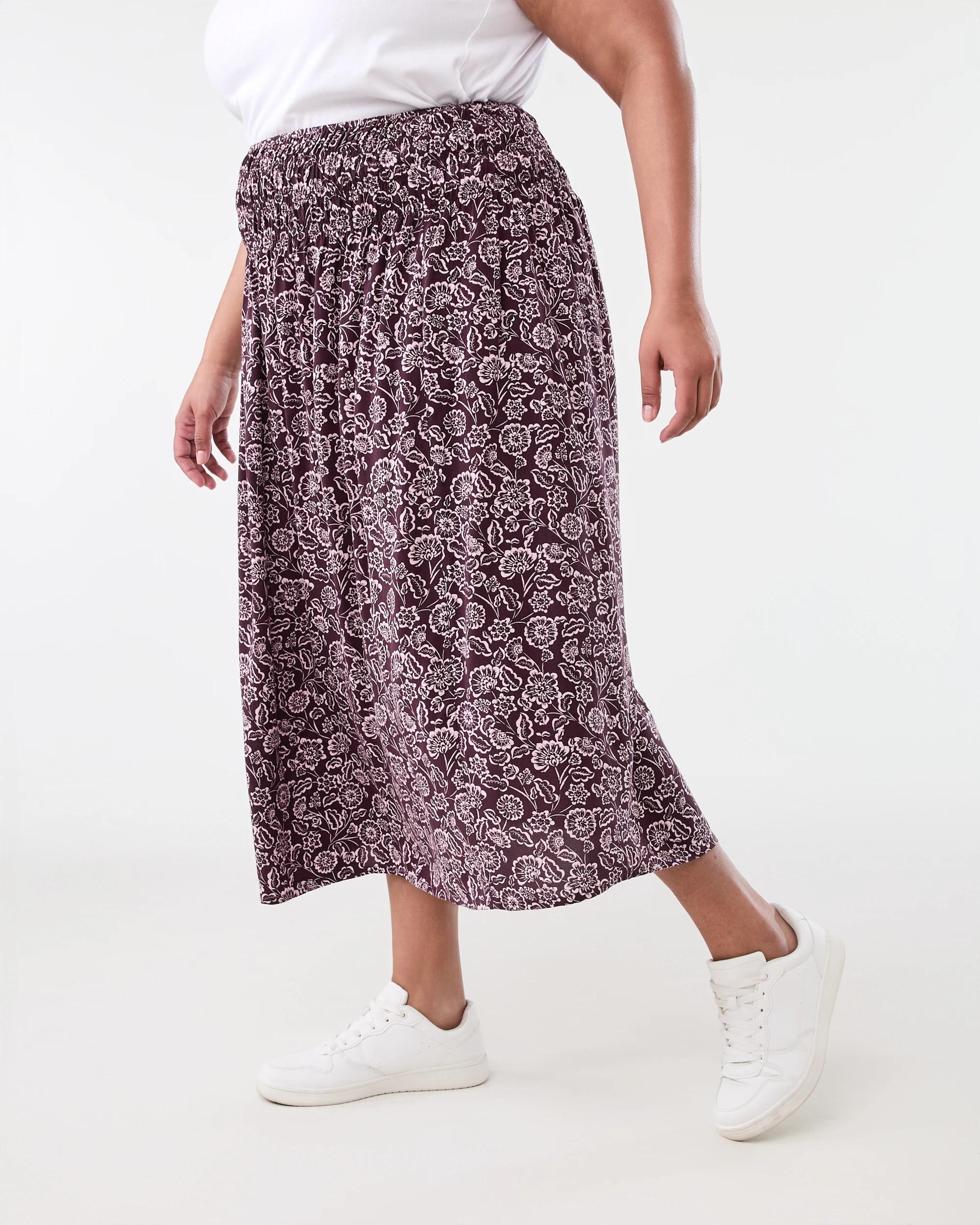 2 Curve Shirred Waist Midi Skirt Fdg Chintz, 2 of 5