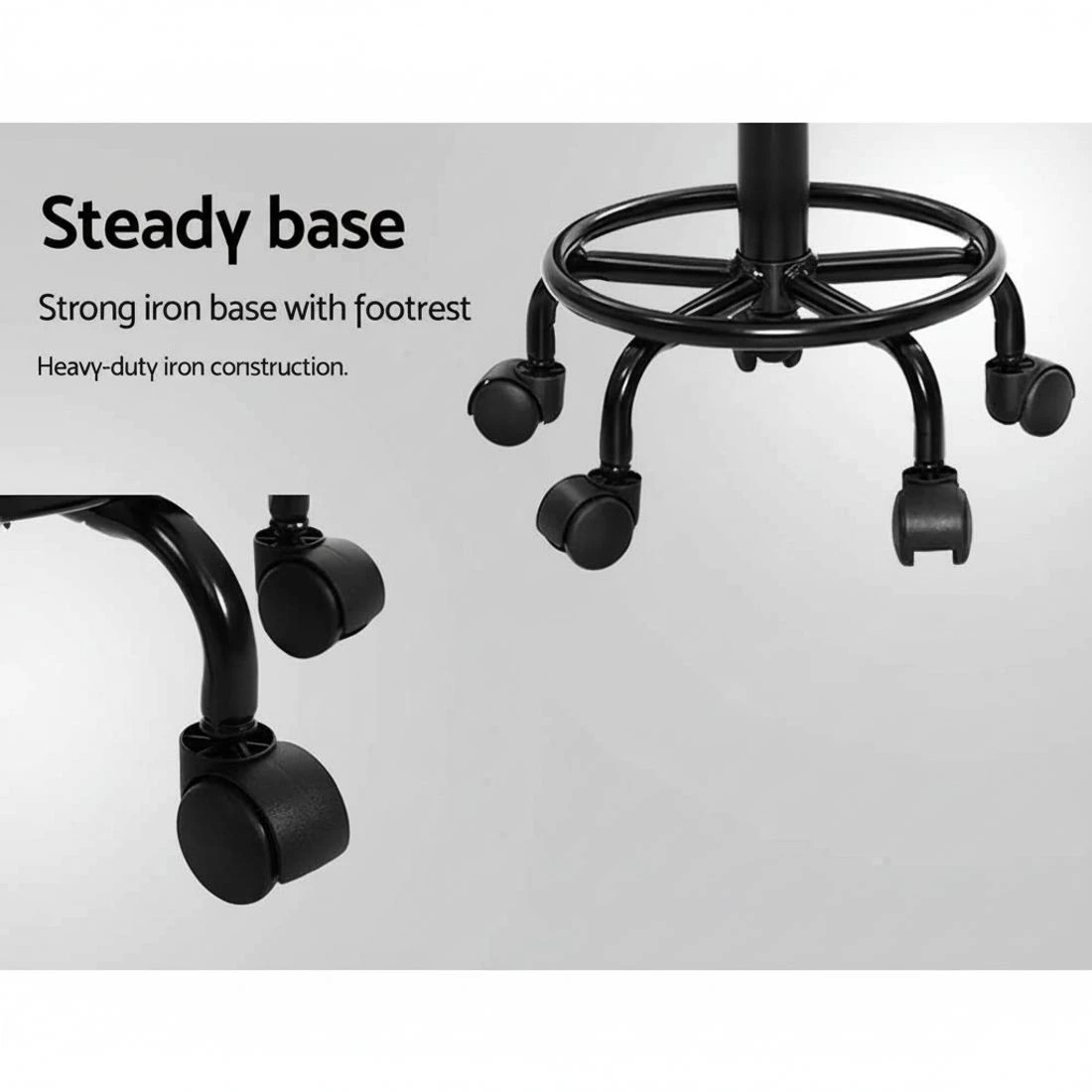 5 Artiss 2x Salon Stool Round Swivel Chair - Black, 5 of 5